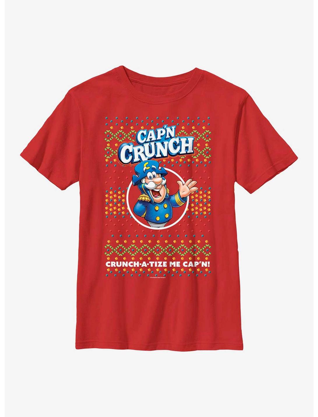 Cap'n Crunch Crunch-a-tize Cap'n Ugly Holiday Youth T-Shirt, RED, hi-res