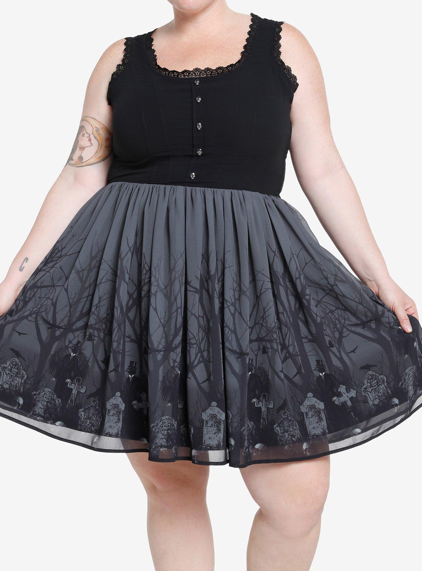 Thorn & Fable Cemetery Scene Dress Plus Size, , hi-res
