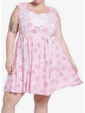 Sweet Society Kawaii Heart Lace-Up Dress Plus Size, , hi-res