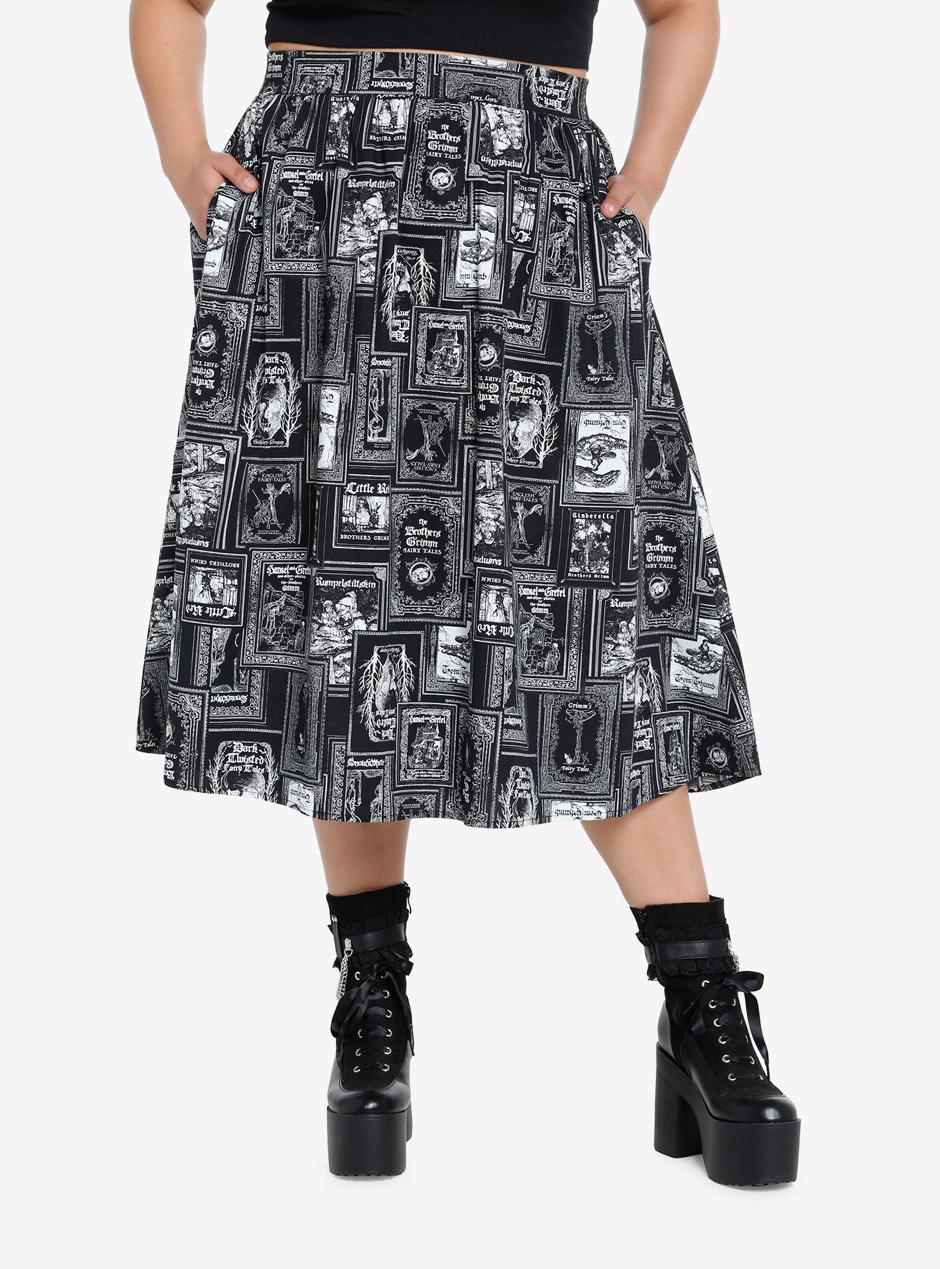 Thorn & Fable Dark Fairy Tale Books Retro Skirt Plus Size, , hi-res