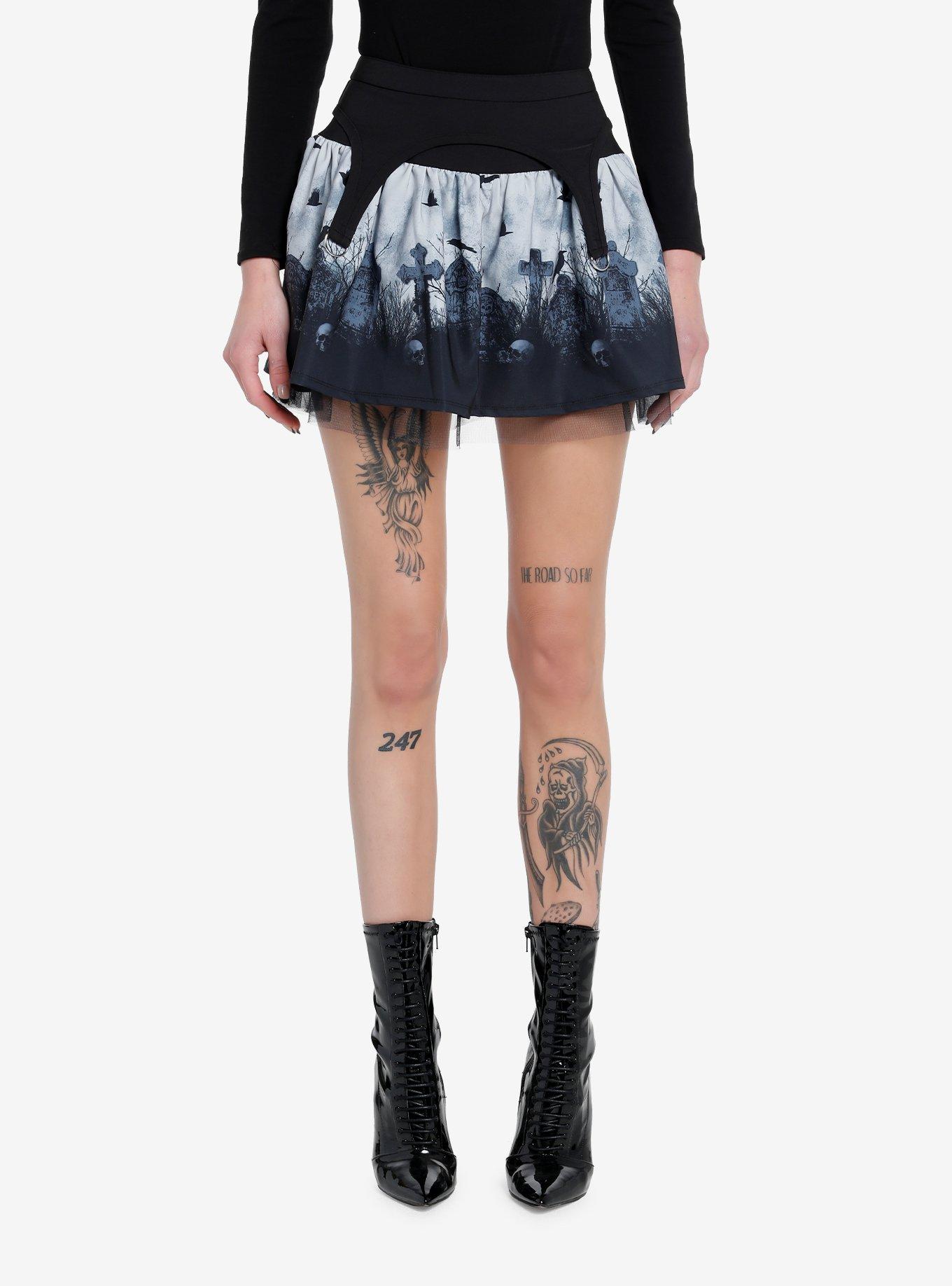 Thorn & Fable Graveyard Garter Skirt, BLACK, hi-res