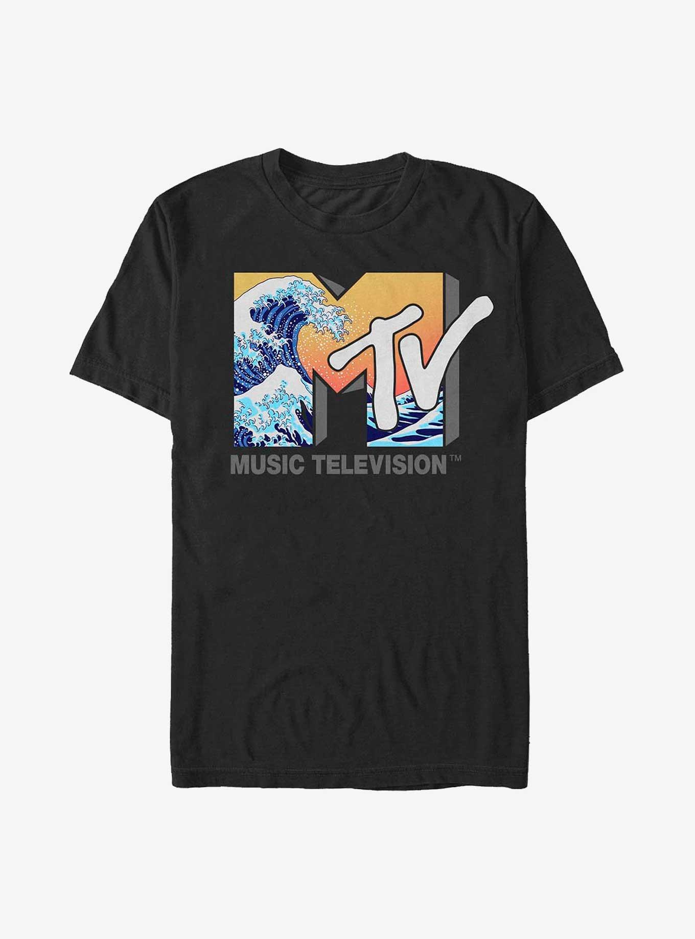MTV Blue Wave Logo T-Shirt, BLACK, hi-res