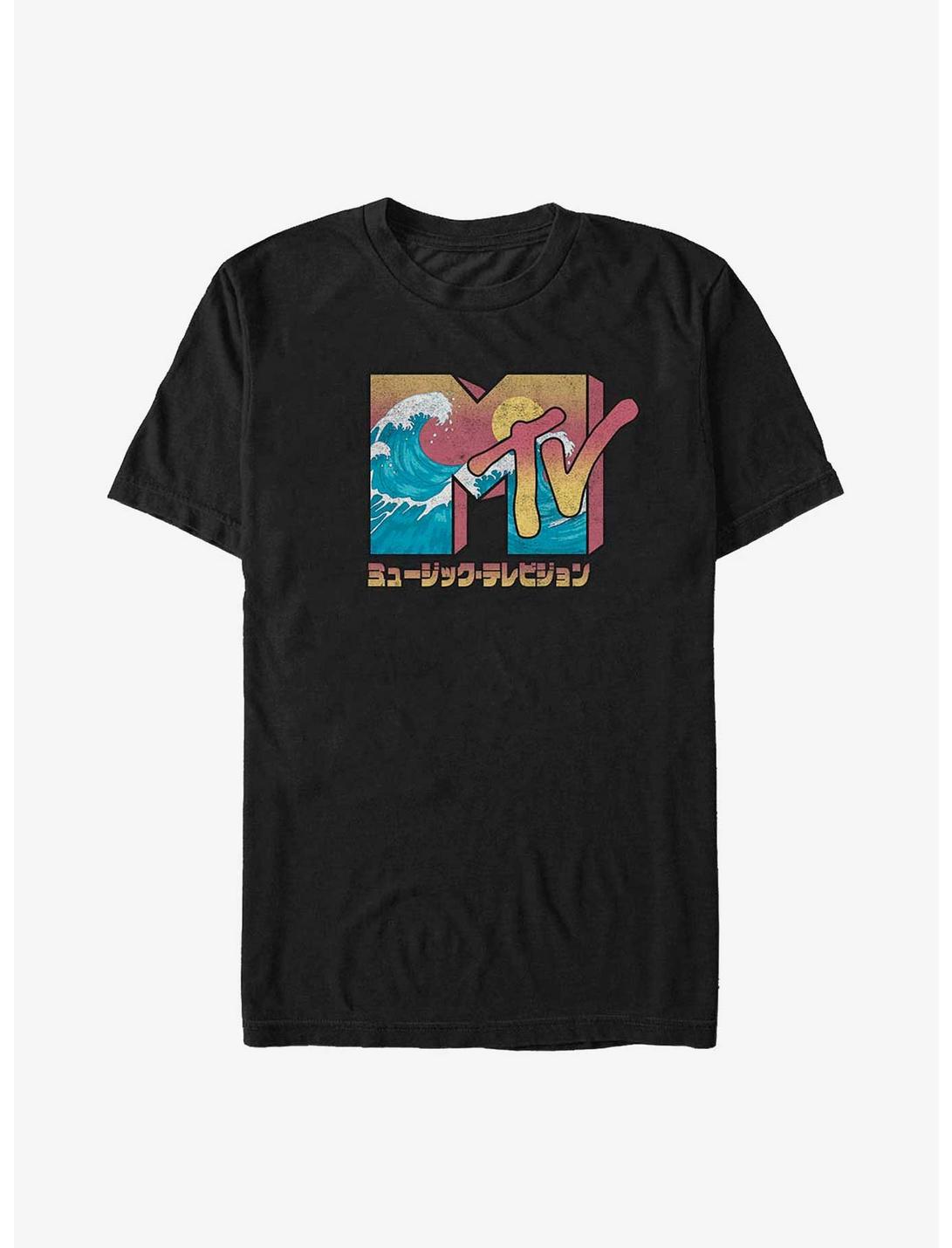 MTV Wave Logo in Japanese T-Shirt, BLACK, hi-res