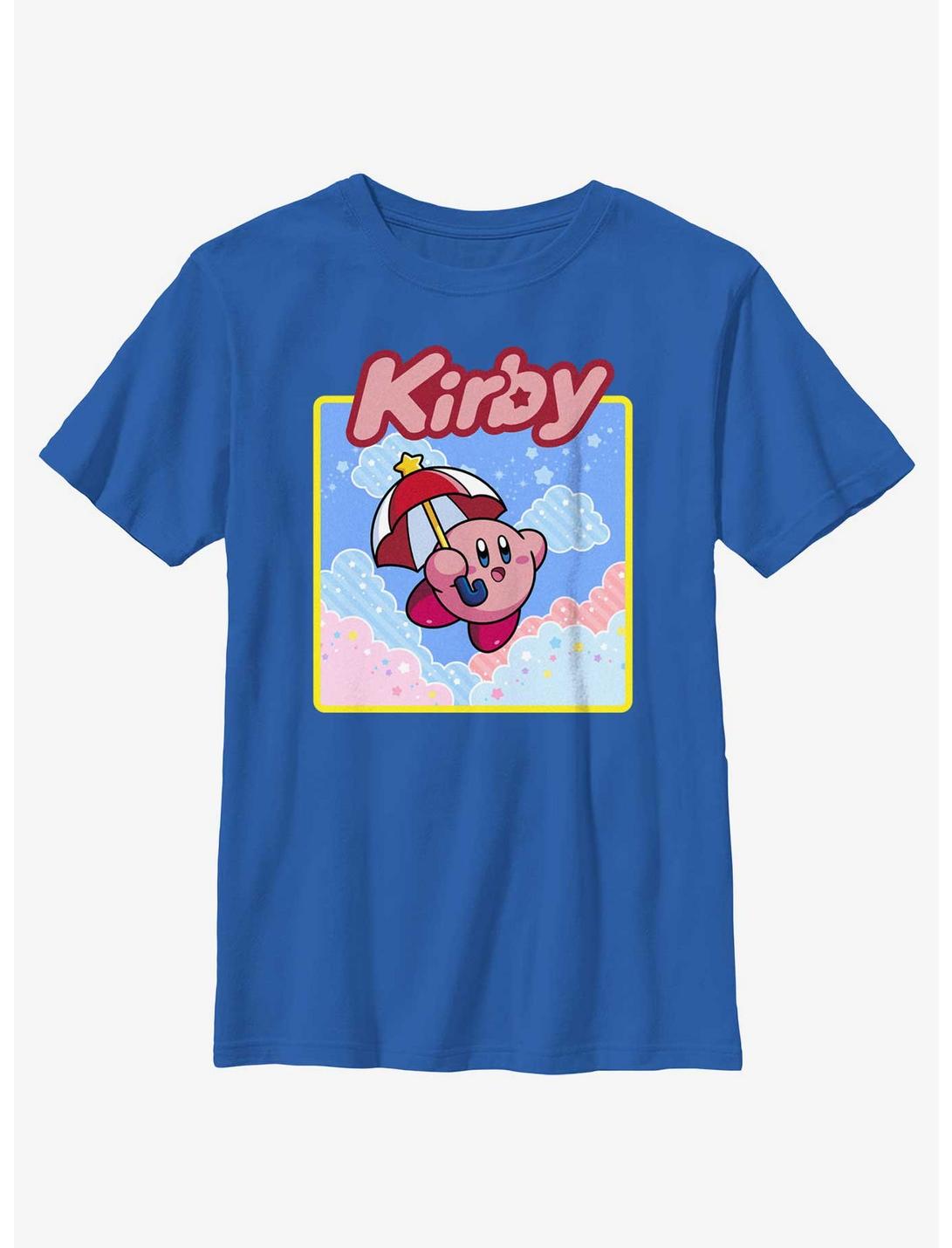 Kirby Umbrella Starry Flight Youth T-Shirt, ROYAL, hi-res