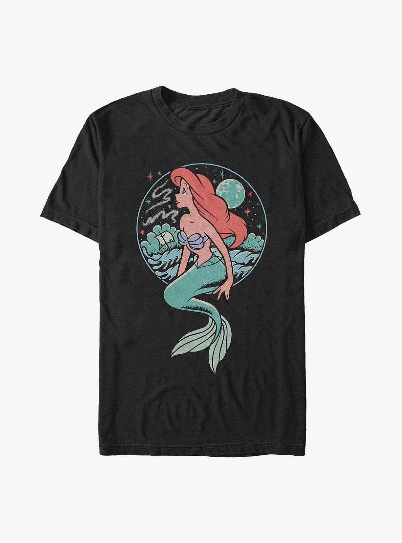 Disney The Little Mermaid Moonrise Shipwreck T-Shirt, BLACK, hi-res