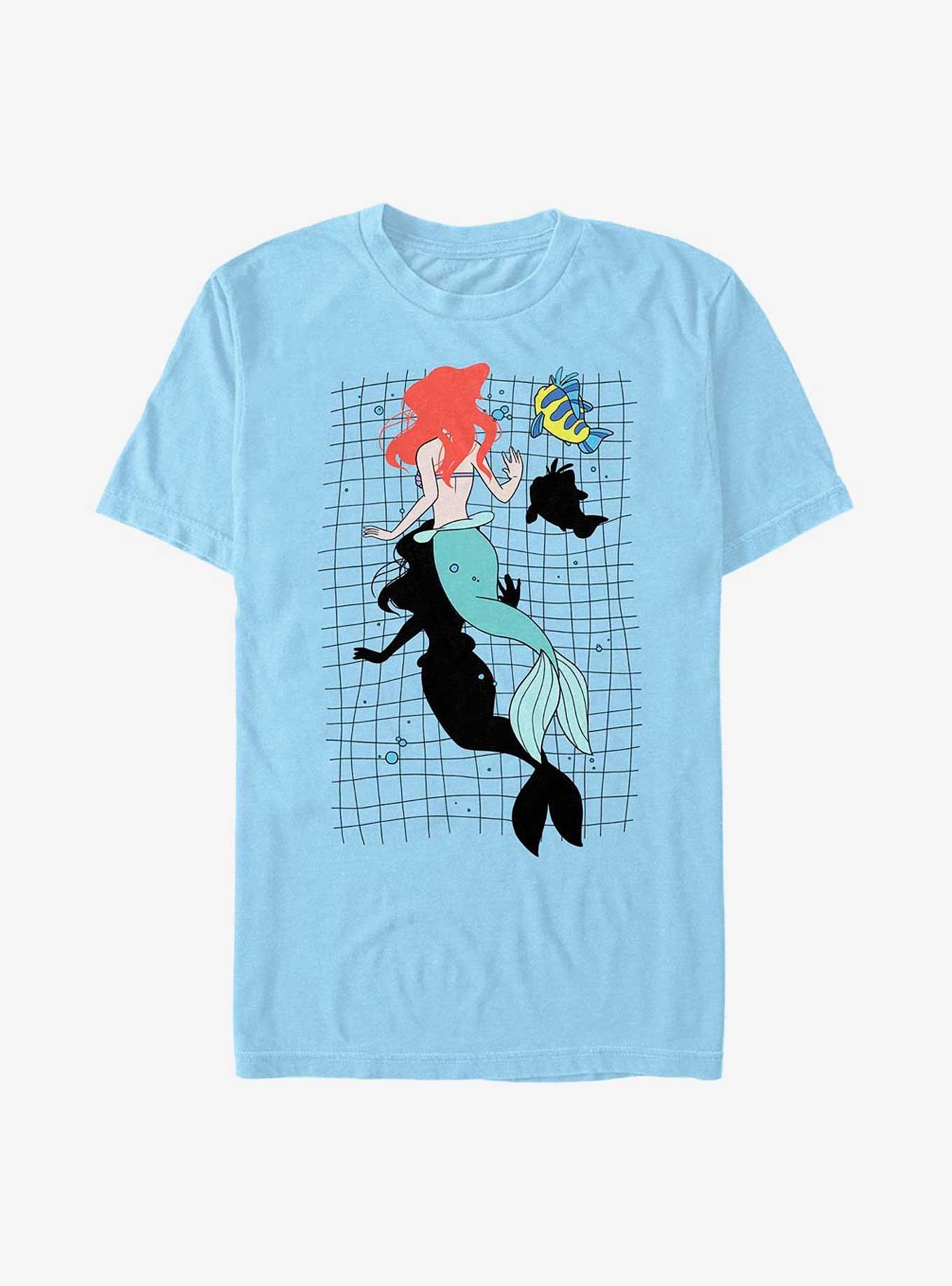 Disney The Little Mermaid Ariel and Flounder Take A Swim T-Shirt, LT BLUE, hi-res