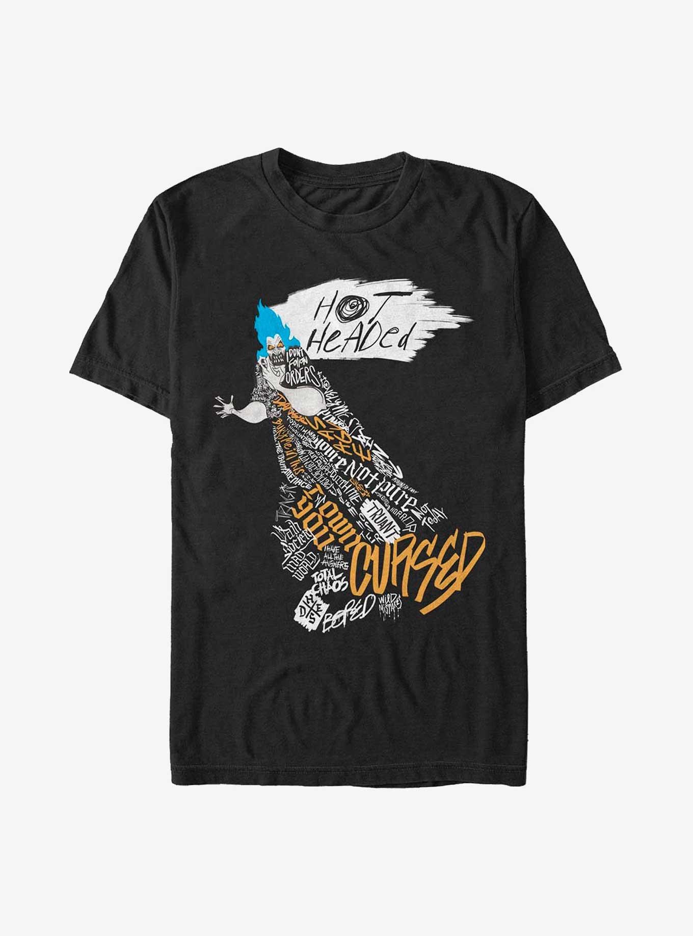 Disney Villains Hades Hot Headed Typography Art T-Shirt, BLACK, hi-res