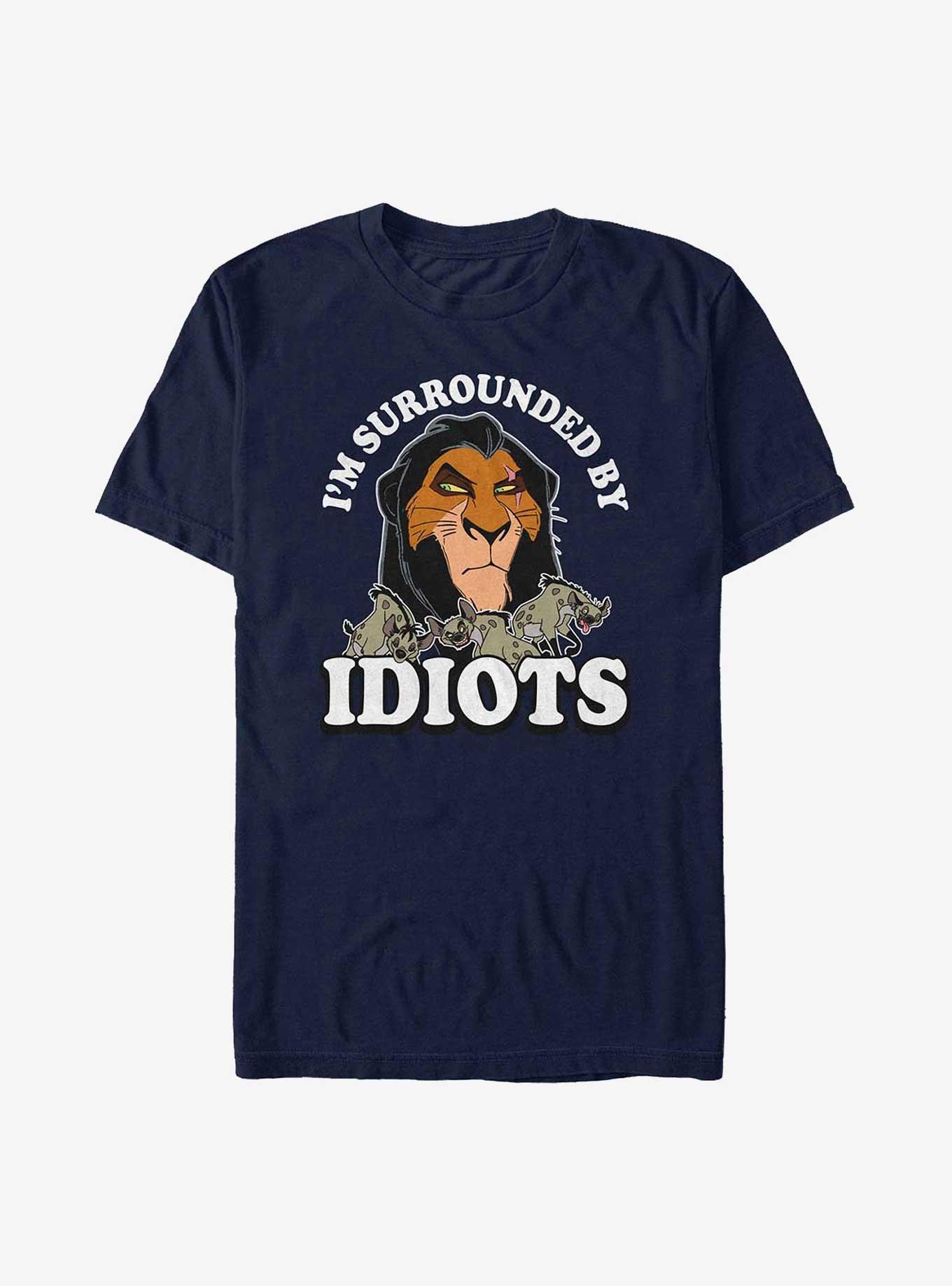 Disney The Lion King Scar I'm Surrounded By Idiots T-Shirt, NAVY, hi-res