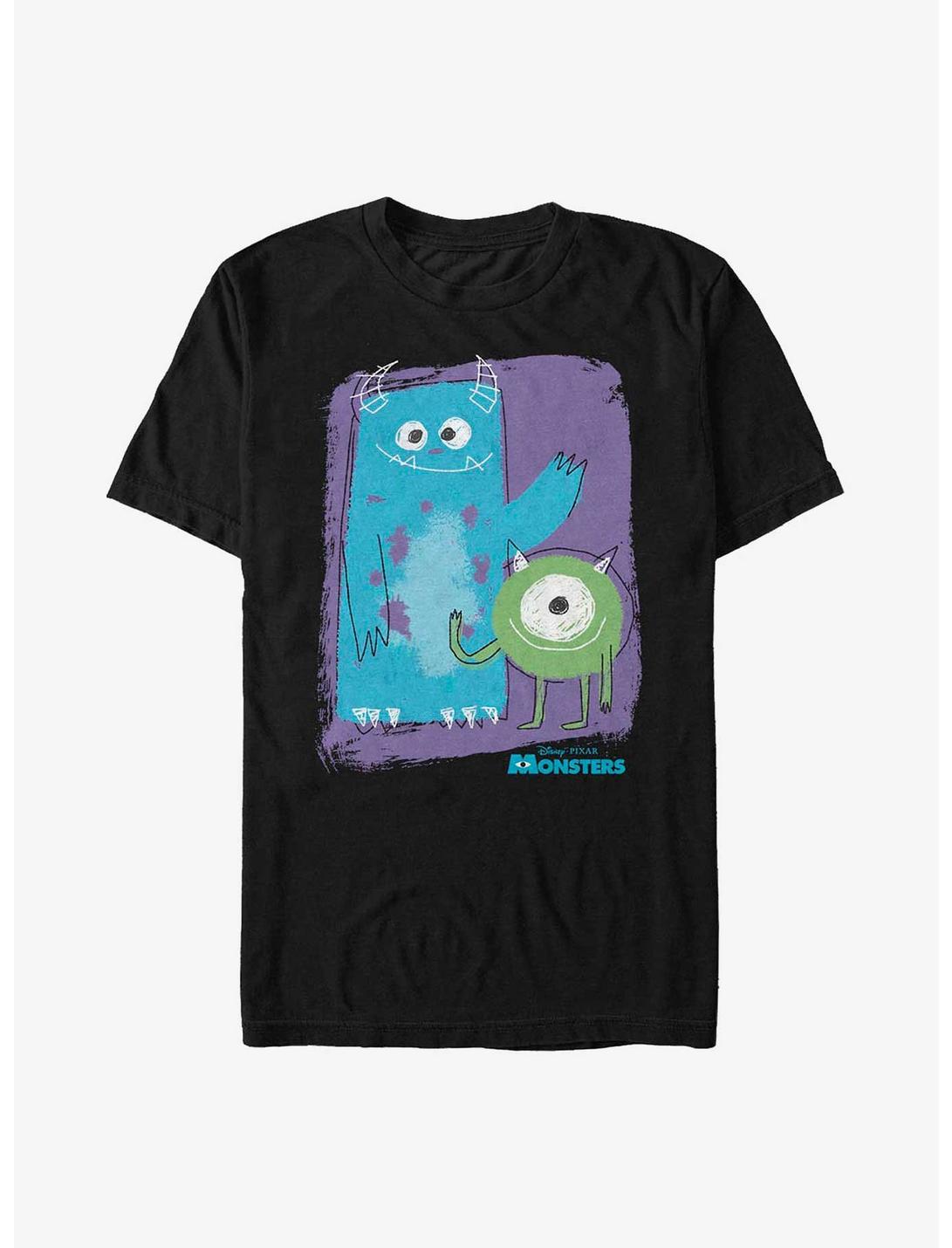 Disney Pixar Monsters Inc. Sulley and Mike Chalk Drawing T-Shirt, BLACK, hi-res