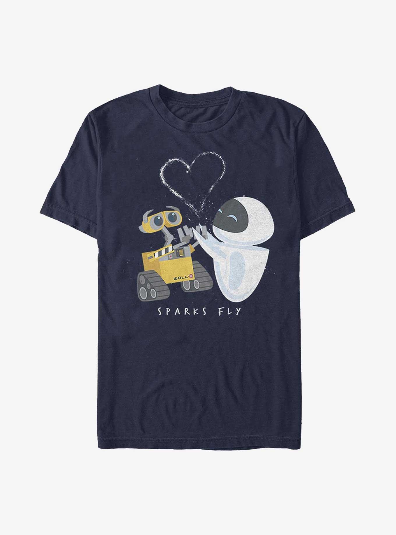 Disney Pixar Wall-E Sparks Fly Eve and Wall-E T-Shirt, NAVY, hi-res