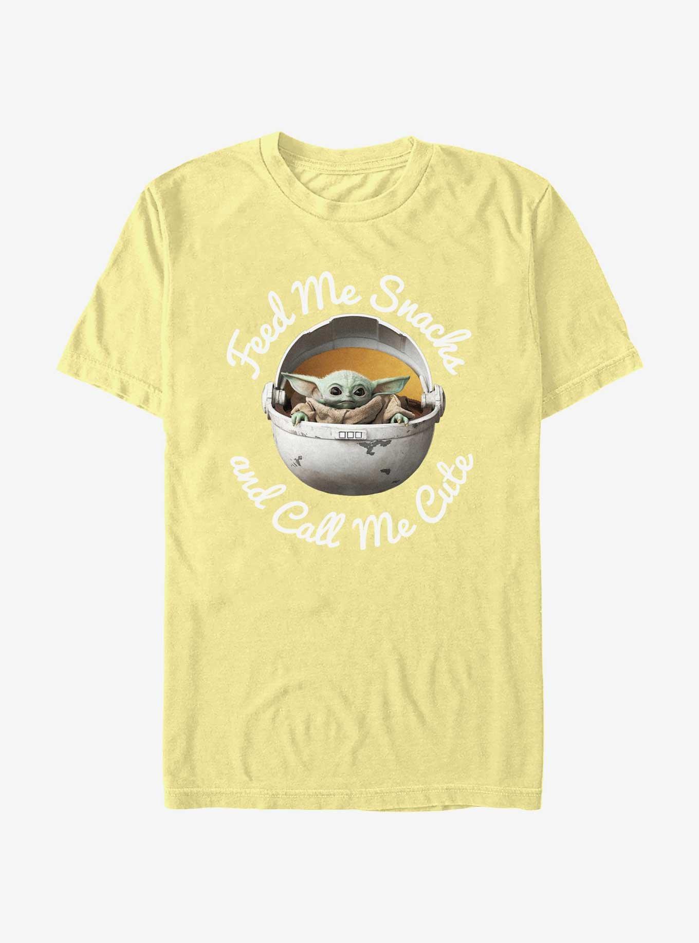 Star Wars The Mandalorian Feed Me Snacks T-Shirt, BANANA, hi-res