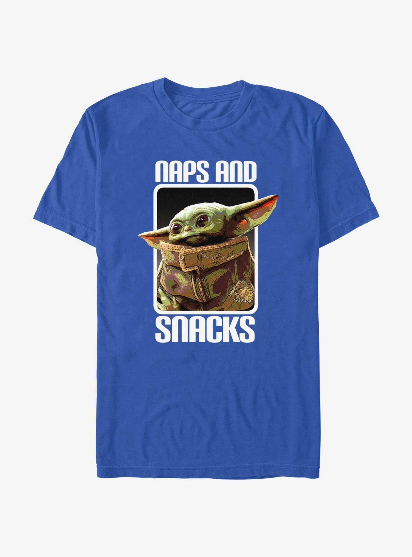 Star Wars The Mandalorian Grogu Naps and Snacks T-Shirt, ROYAL, hi-res