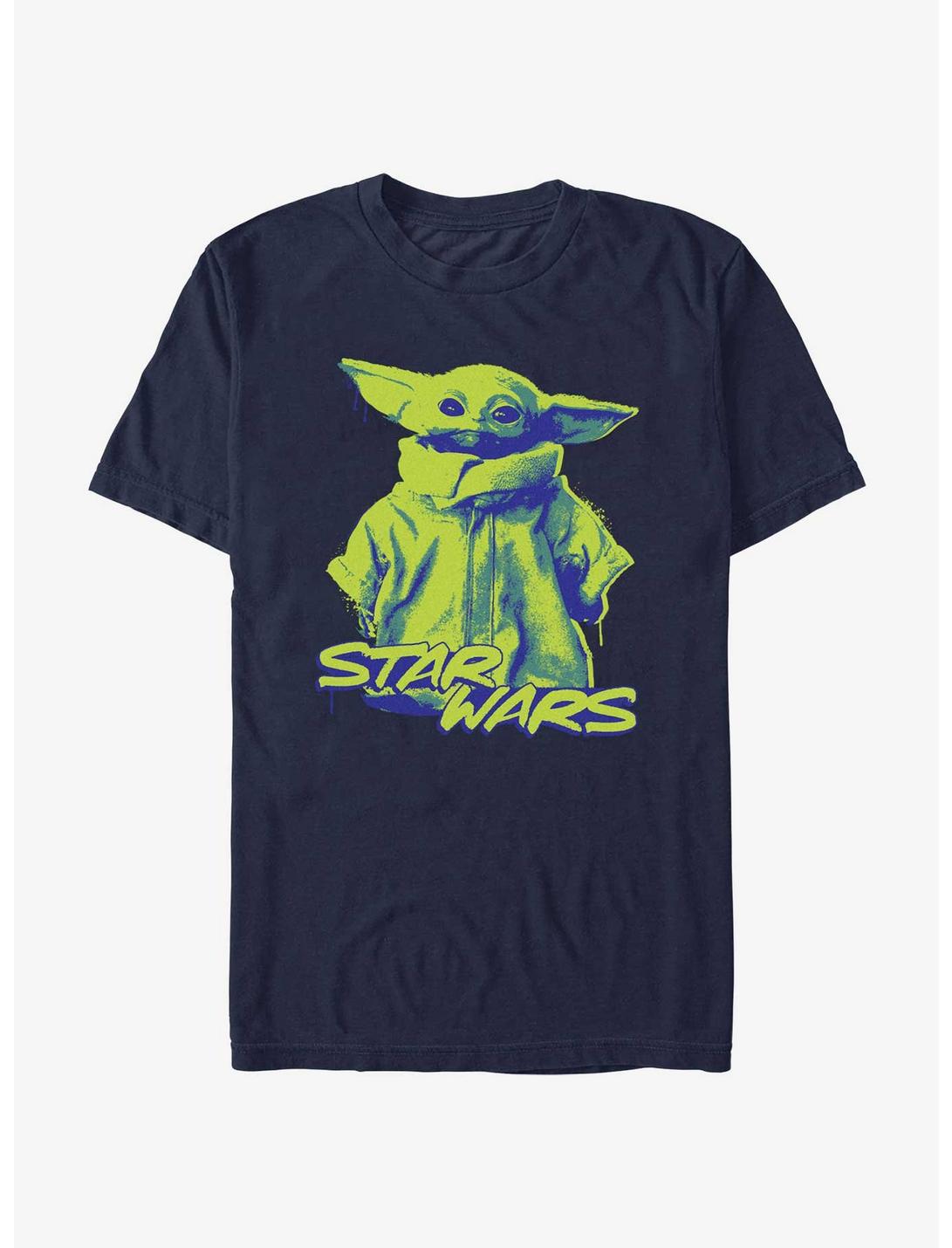 Star Wars The Mandalorian Grogu Paint Logo T-Shirt, NAVY, hi-res