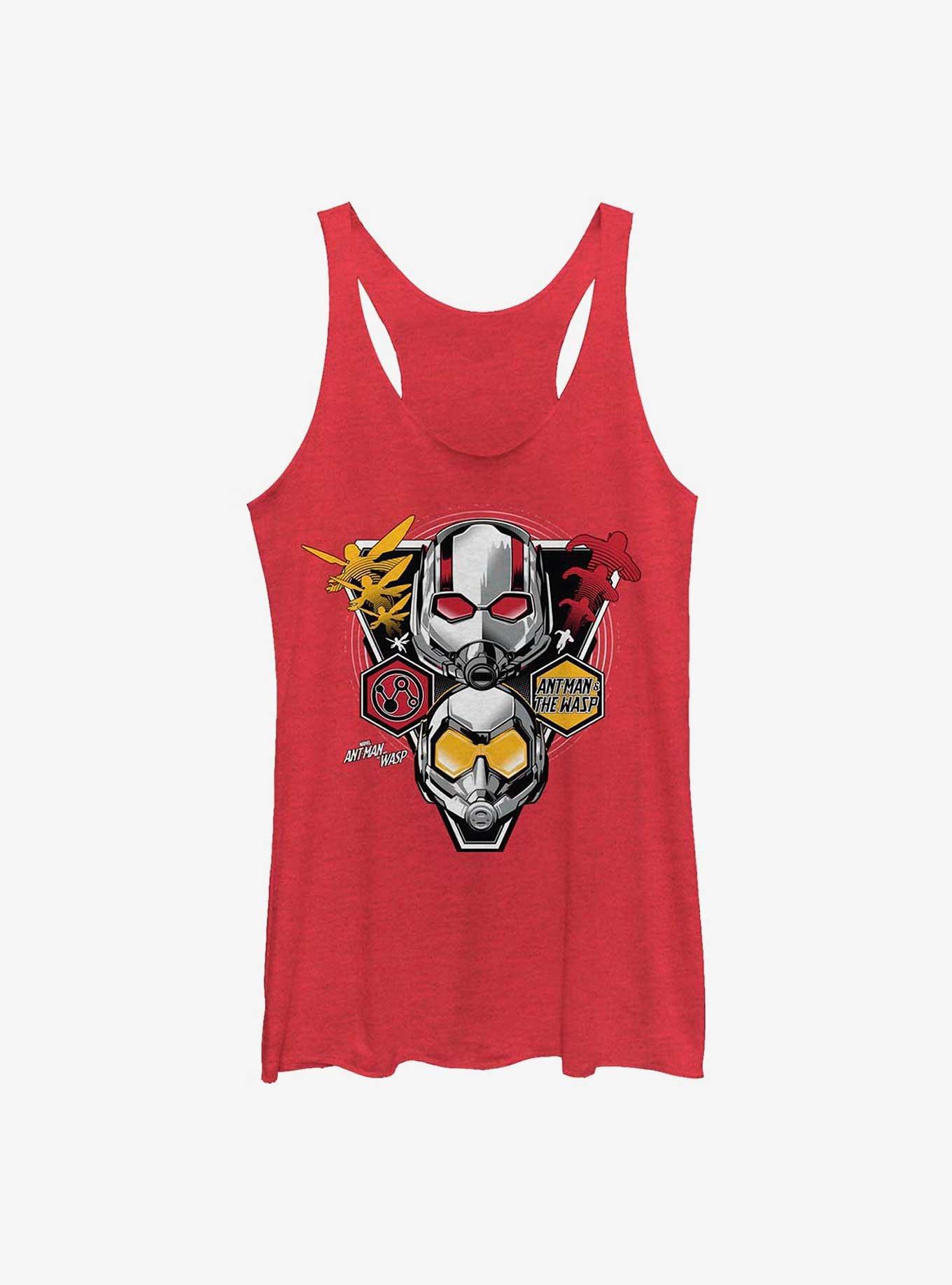 Marvel Ant-Man And Wasp Triangle Badge Girls Raw Edge Tank, RED HTR, hi-res