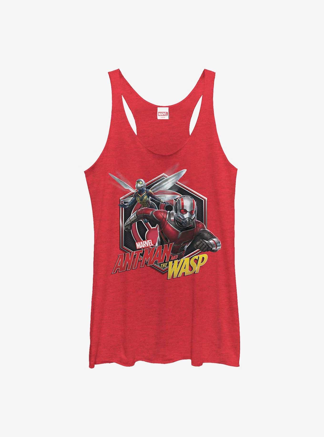 Marvel Ant-Man Badge Hexagon Girls Raw Edge Tank, RED HTR, hi-res