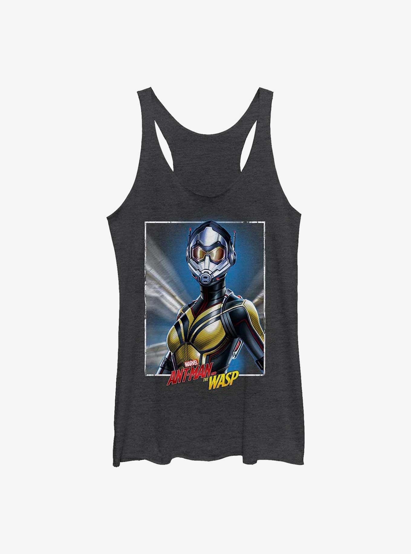 Marvel Ant-Man Wasp Close Up Girls Raw Edge Tank, BLK HTR, hi-res