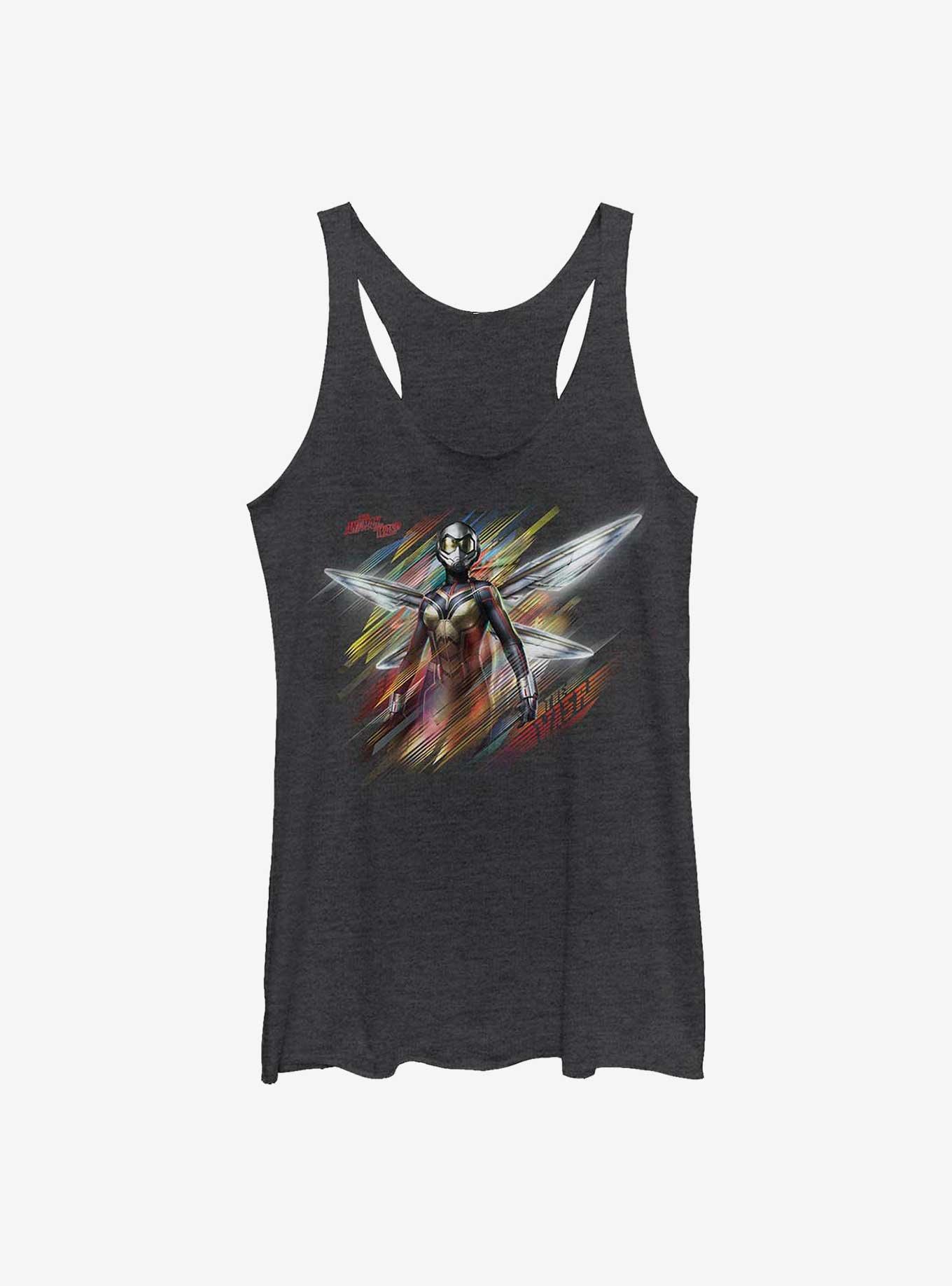 Marvel Ant-Man Wasp Stripes Girls Raw Edge Tank, BLK HTR, hi-res