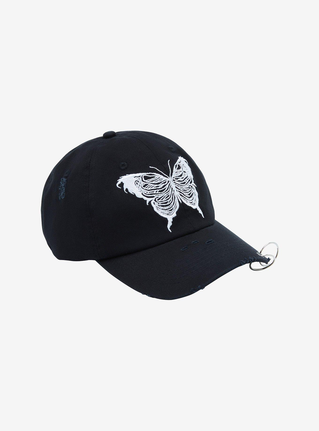 Butterfly Pierced Distressed Dad Cap, , hi-res