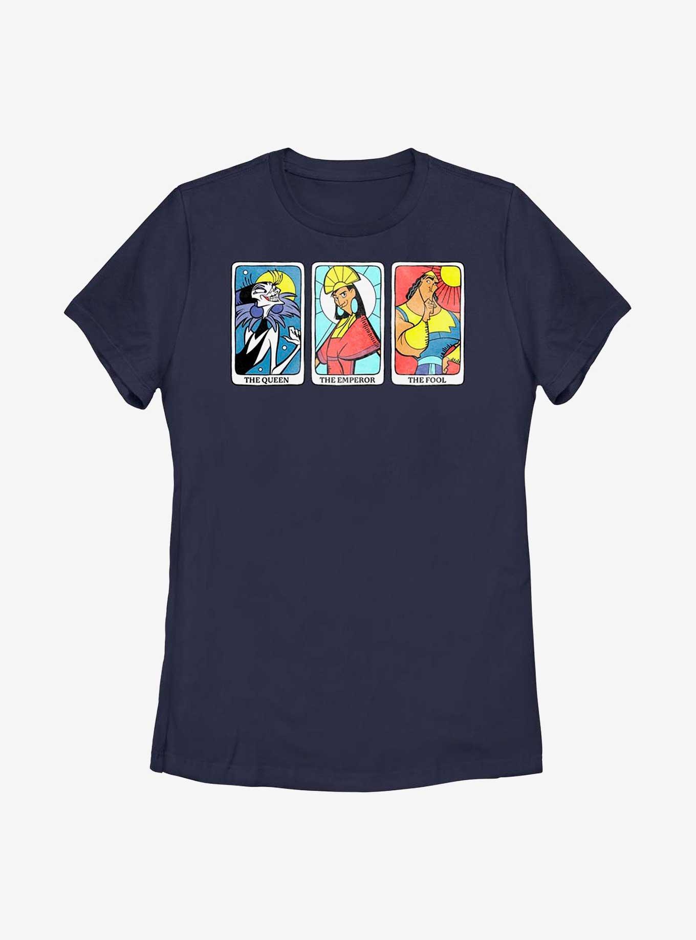 Disney The Emperor's New Groove Yzma, Kuzco, and Kronk Tarot Cards Womens T-Shirt, NAVY, hi-res