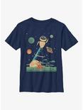 Disney Pixar Wall-E Eve and Wall-E Space Poster Youth T-Shirt, NAVY, hi-res