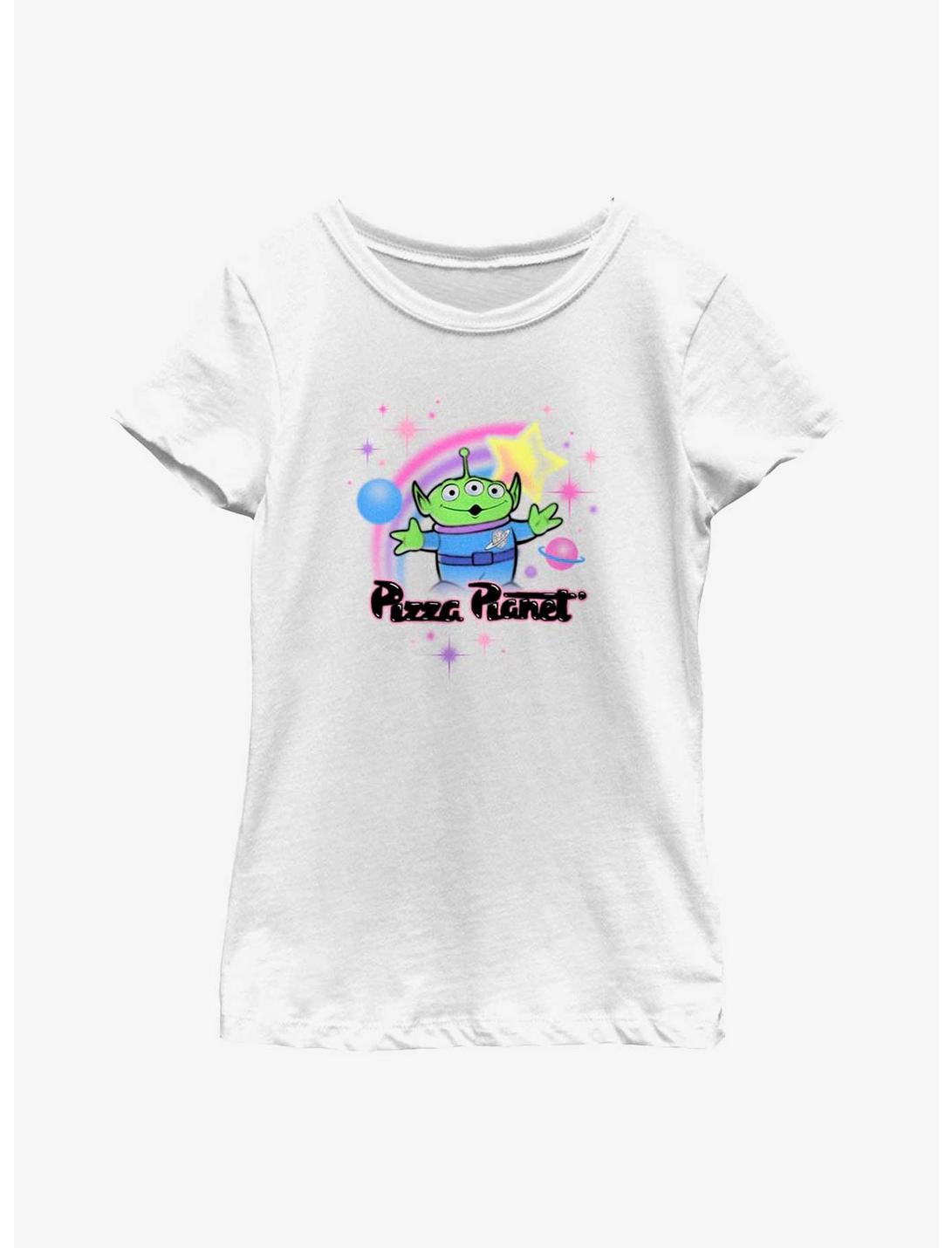 Disney Pixar Toy Story Pizza Planet Alien Airbrush Youth Girls T-Shirt, WHITE, hi-res