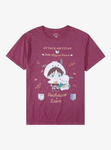 Attack On Titan X Hello Kitty And Friends Pochacco Eren T-Shirt