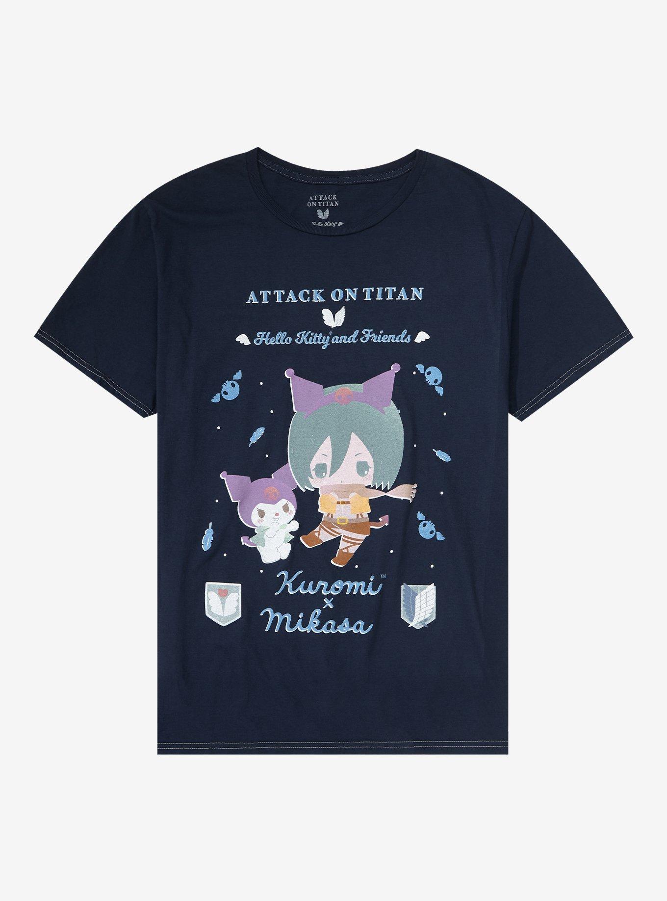 Attack On Titan X Hello Kitty And Friends Kuromi & Mikasa T-Shirt, NAVY, hi-res