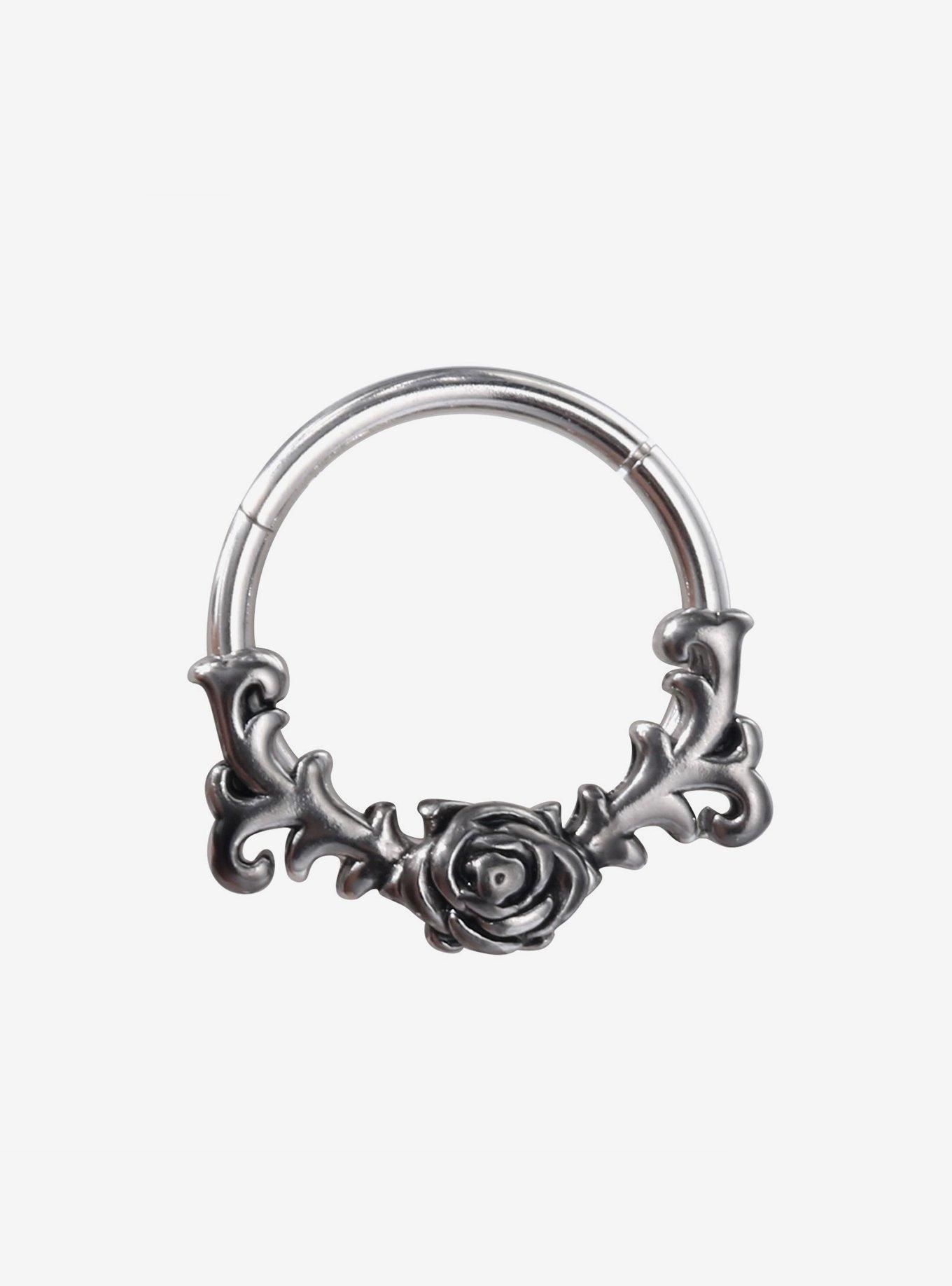 16G Steel Rose Filigree Hinged Clicker, , hi-res