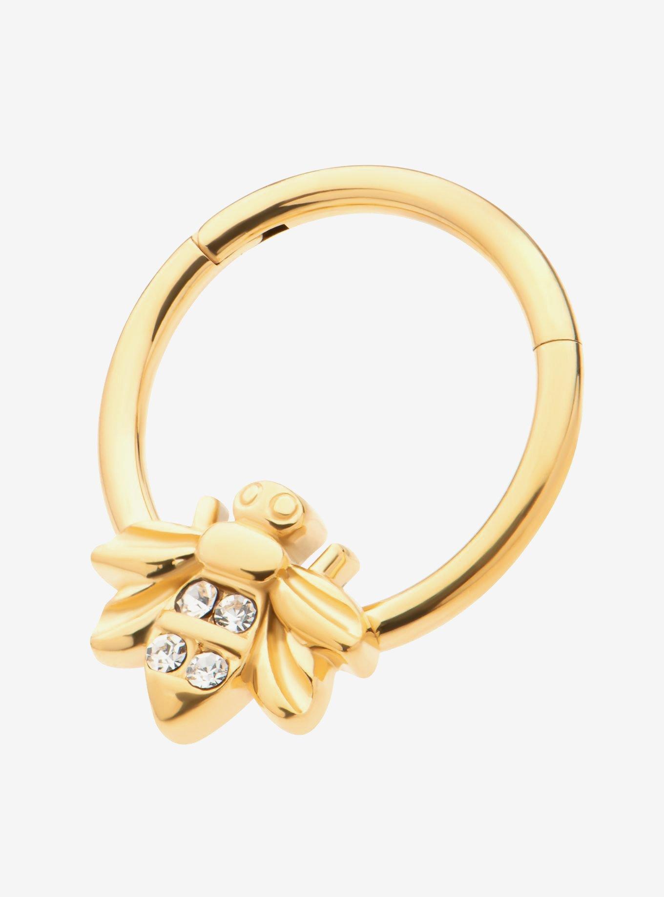 16G Steel Gold Bee Hinged Clicker, , hi-res
