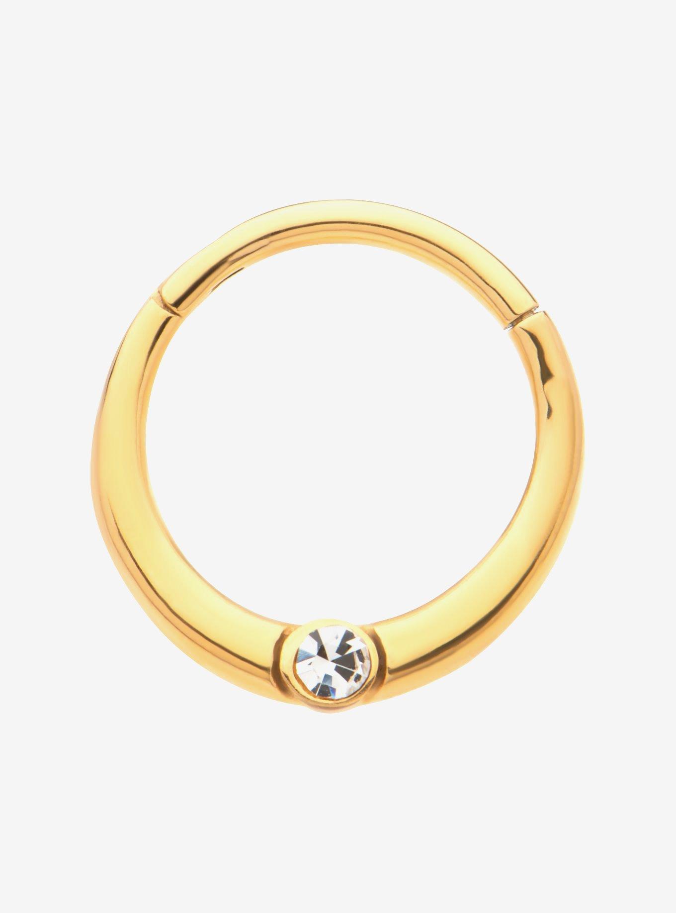 16G Steel Gold Gem Hinged Clicker, , hi-res