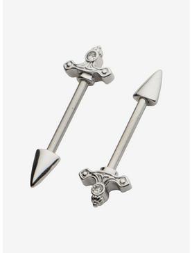 14G Steel Dagger Nipple Barbell 2 Pack, , hi-res