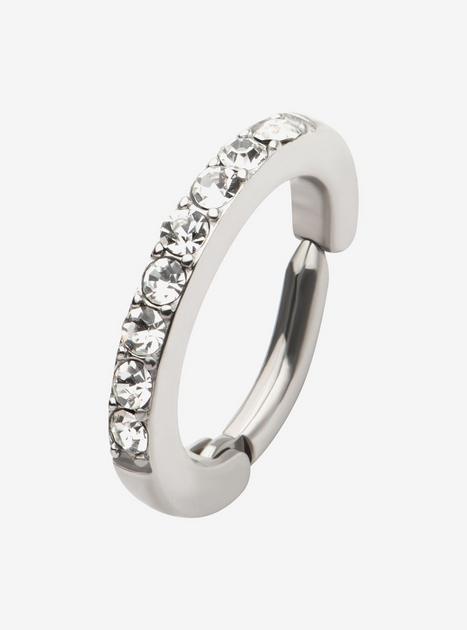 14G Steel Silver Gem Hinged Clicker | Hot Topic