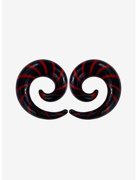 Glass Red & Black Stripe Spiral Hanger Taper Plug 2 Pack, , hi-res