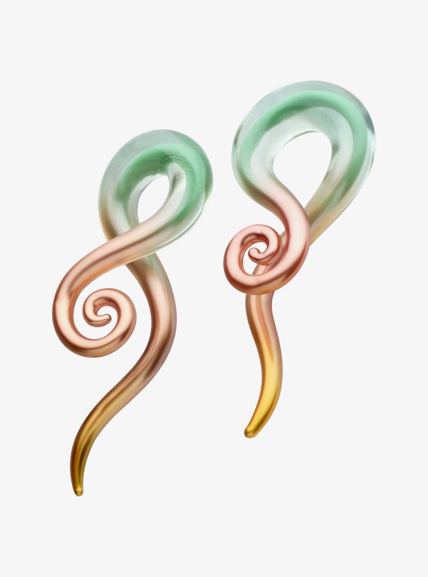 Glass Teal Orange Spiral Taper 2 Pack, MULTI, hi-res