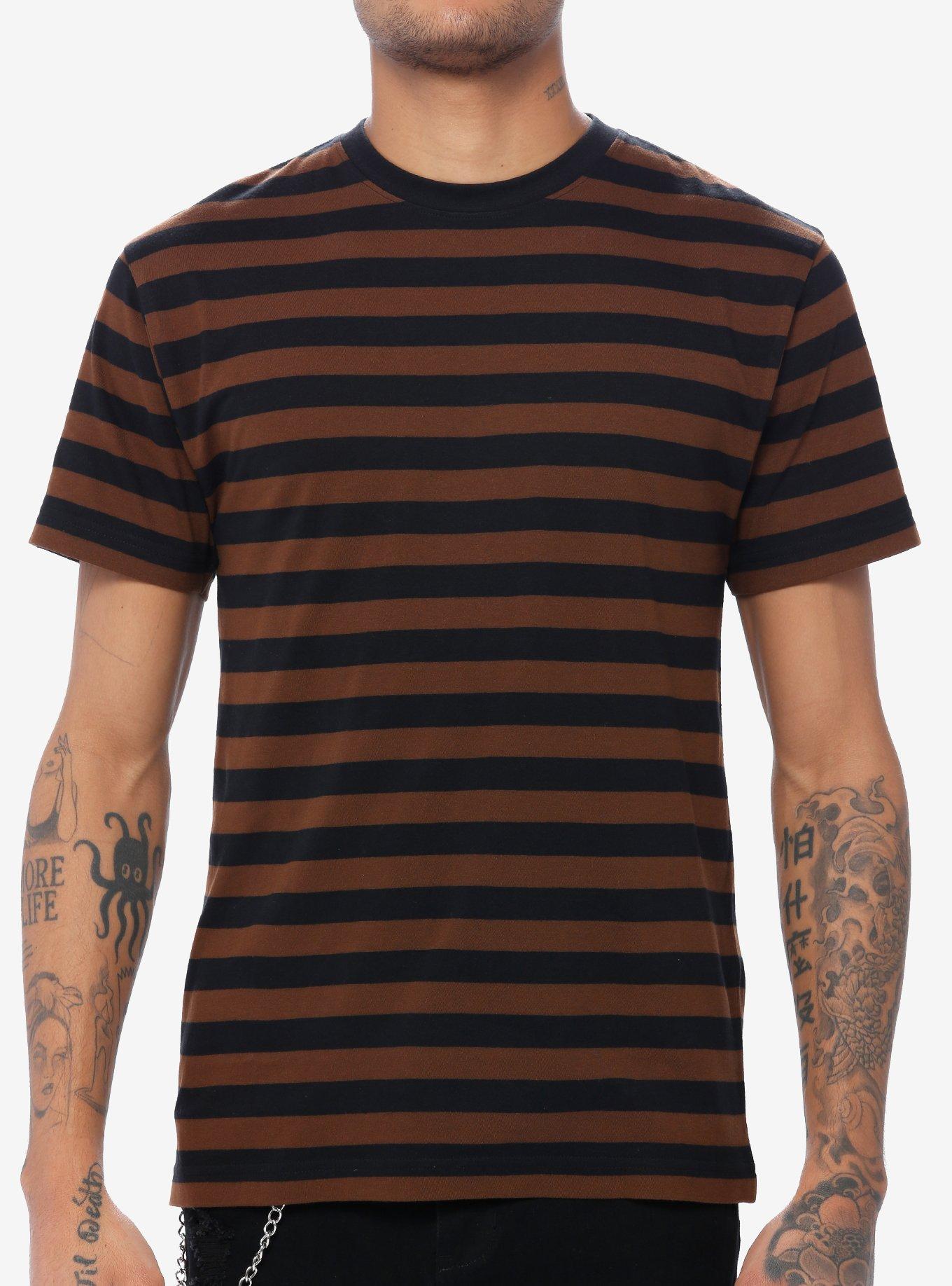 Black & Brown Stripe T-Shirt, BROWN, hi-res