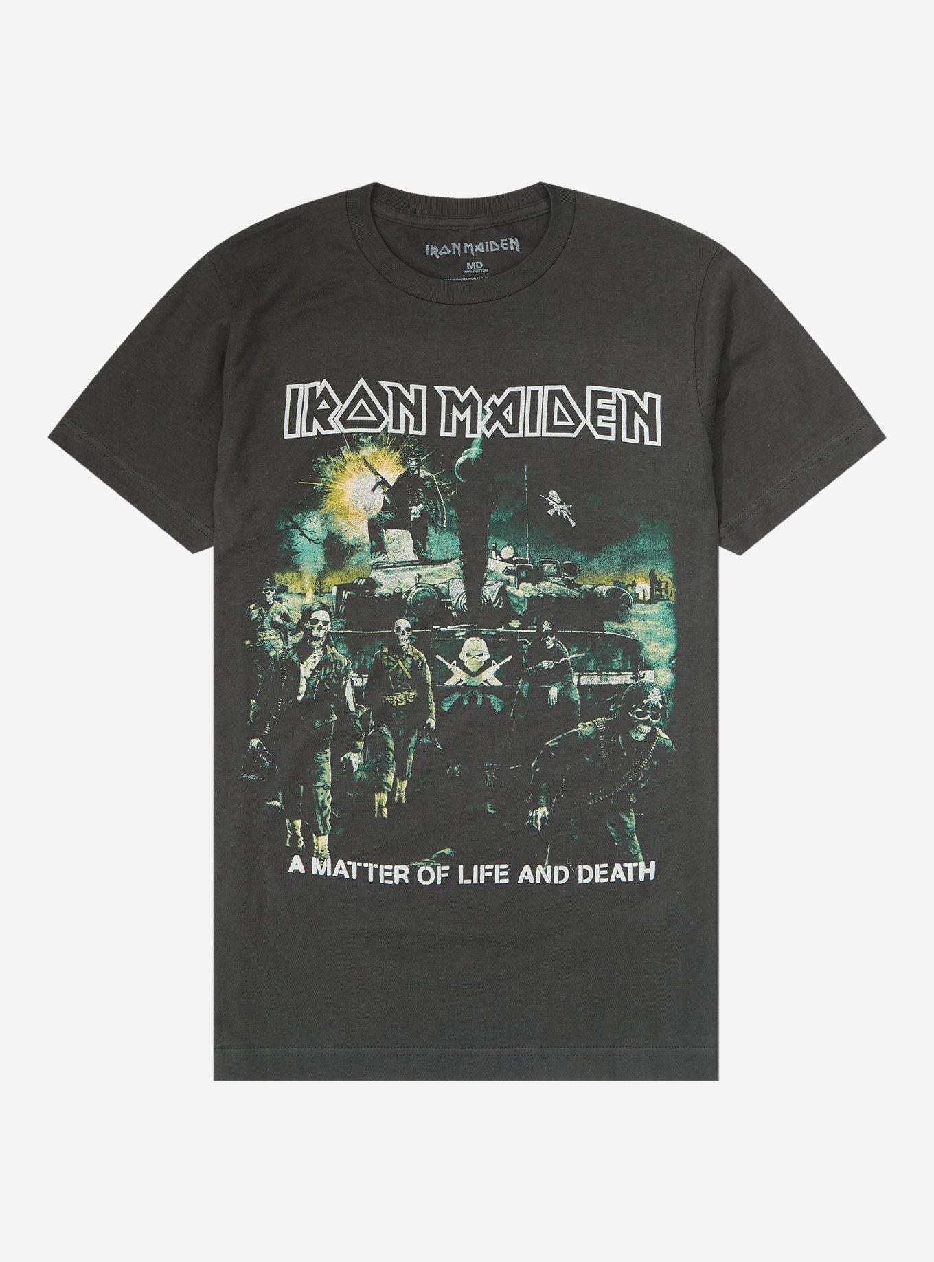 Iron Maiden A Matter Of Life And Death Album Cover Boyfriend Fit Girls T-Shirt, CHARCOAL, hi-res