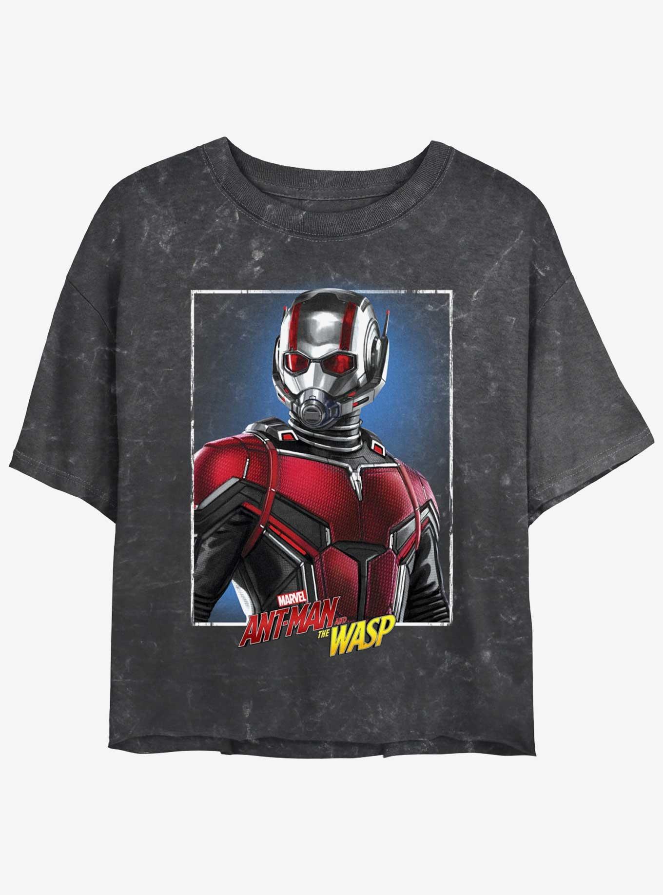 Marvel Ant-Man and the Wasp: Quantumania Antman Portrait Mineral Wash Girls Crop T-Shirt, BLACK, hi-res