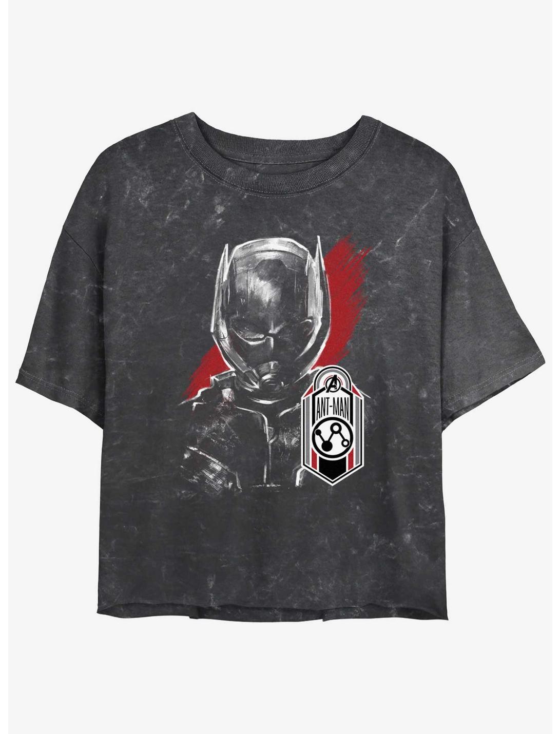 Marvel Ant-Man and the Wasp: Quantumania Antman Tag Mineral Wash Girls Crop T-Shirt, BLACK, hi-res