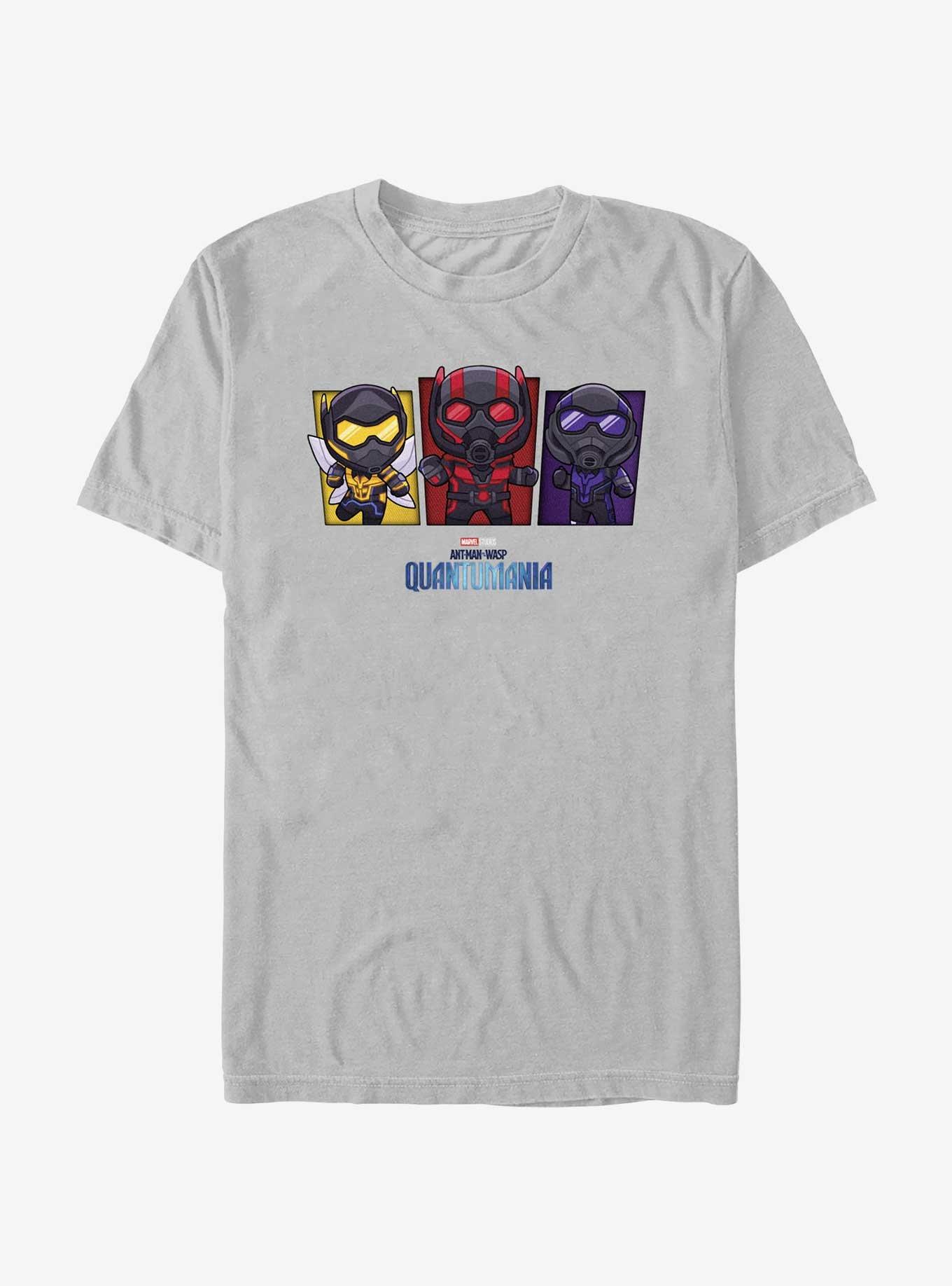 Marvel Ant-Man and the Wasp: Quantumania Chibi Heroes Ant-Man, The Wasp, & Cassie T-Shirt, SILVER, hi-res