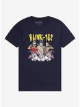 Blink-182 Band & Bunnies Boyfriend Fit Girls T-Shirt, NAVY, hi-res