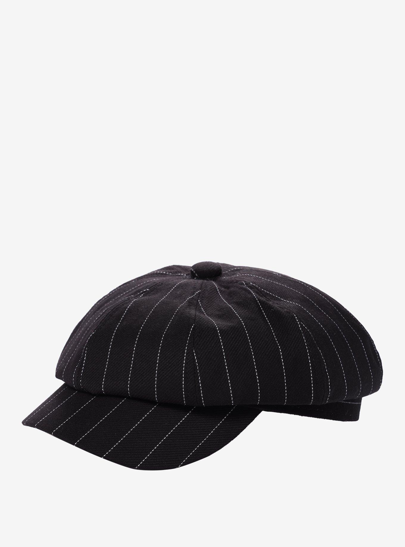 Black Pinstripe Cabbie Hat