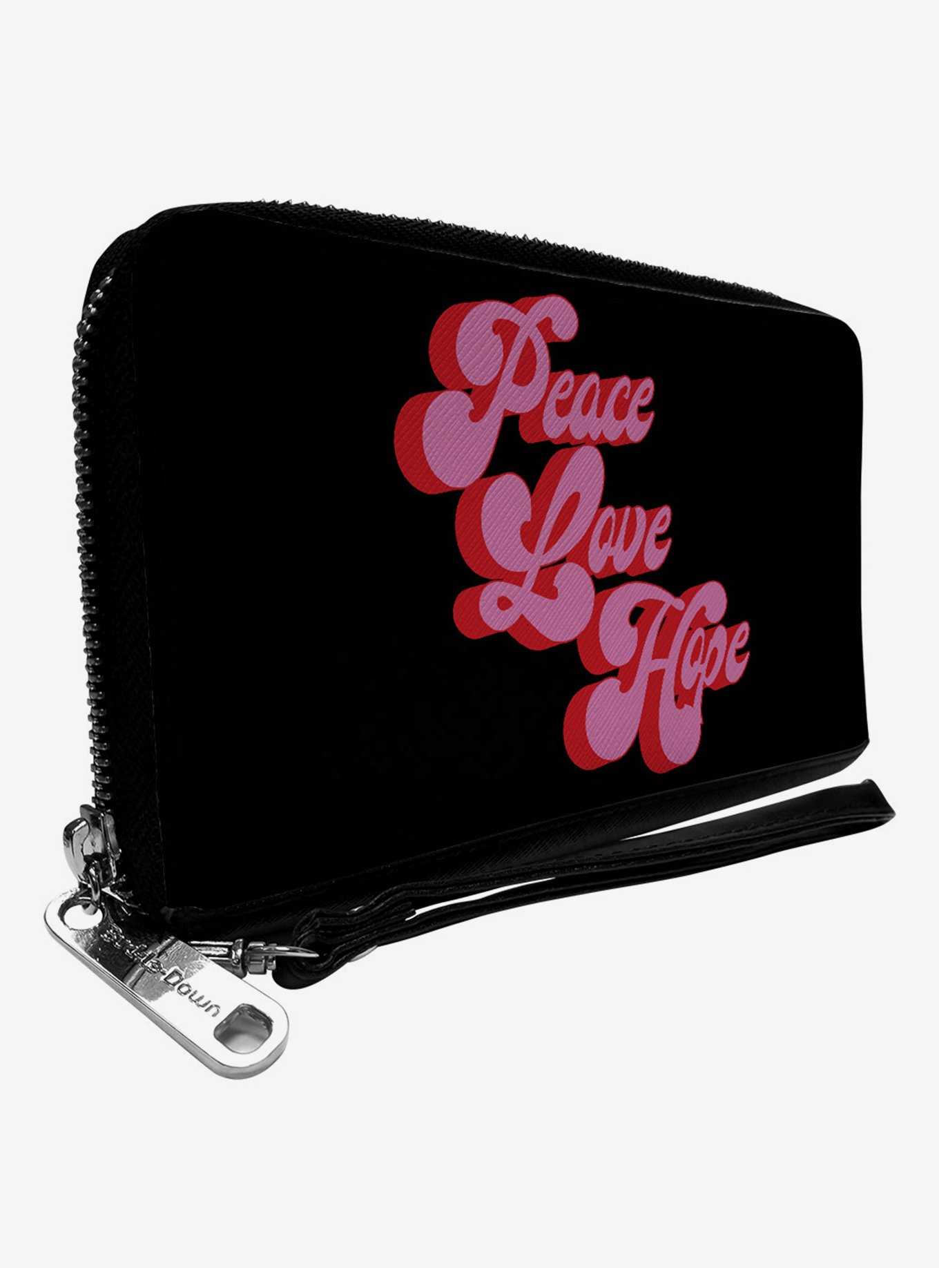 Peace Love Hope Script Zip Around Wallet, , hi-res