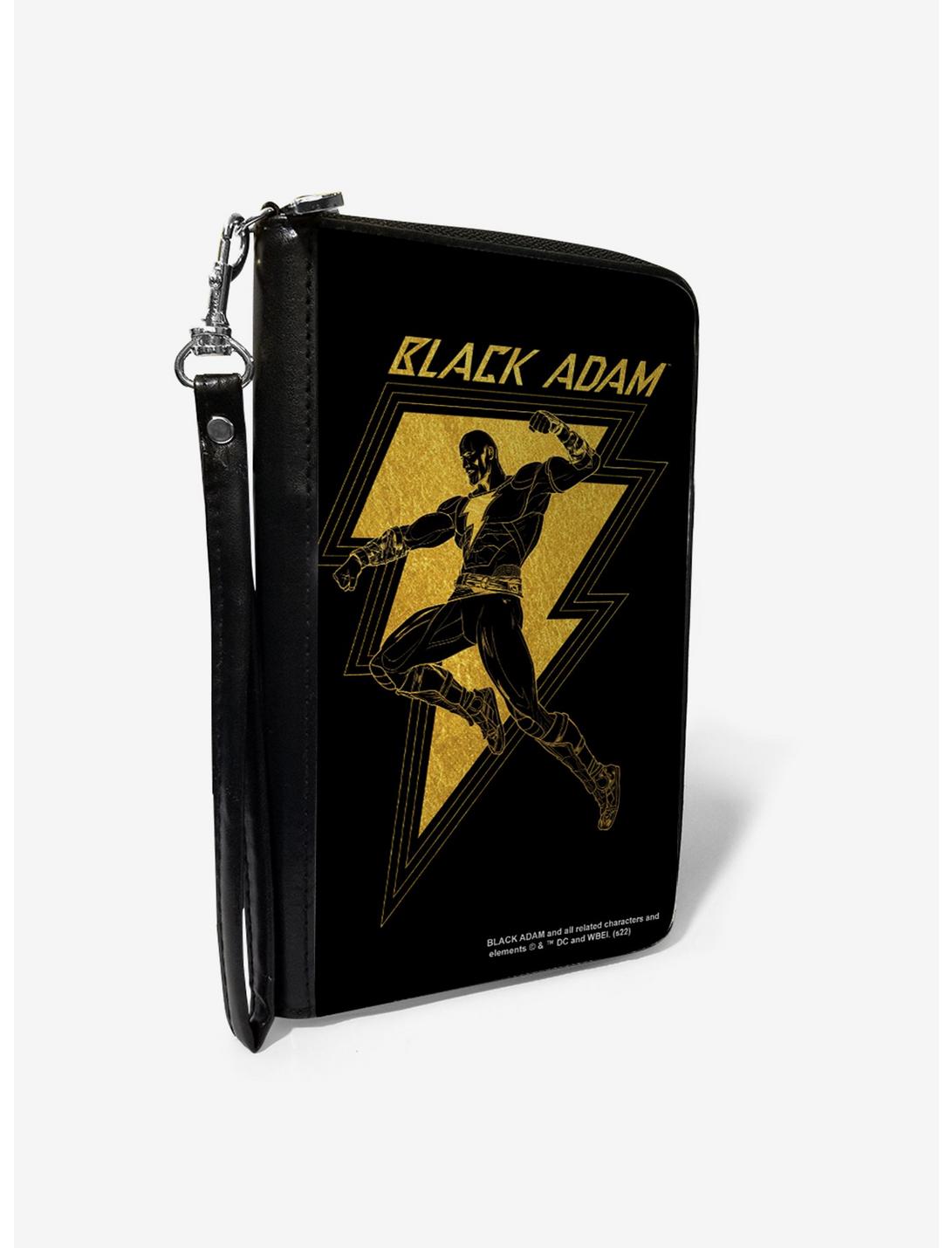 DC Comics Black Adam Lightning Bolt and Action Pose Zip Around Wallet, , hi-res