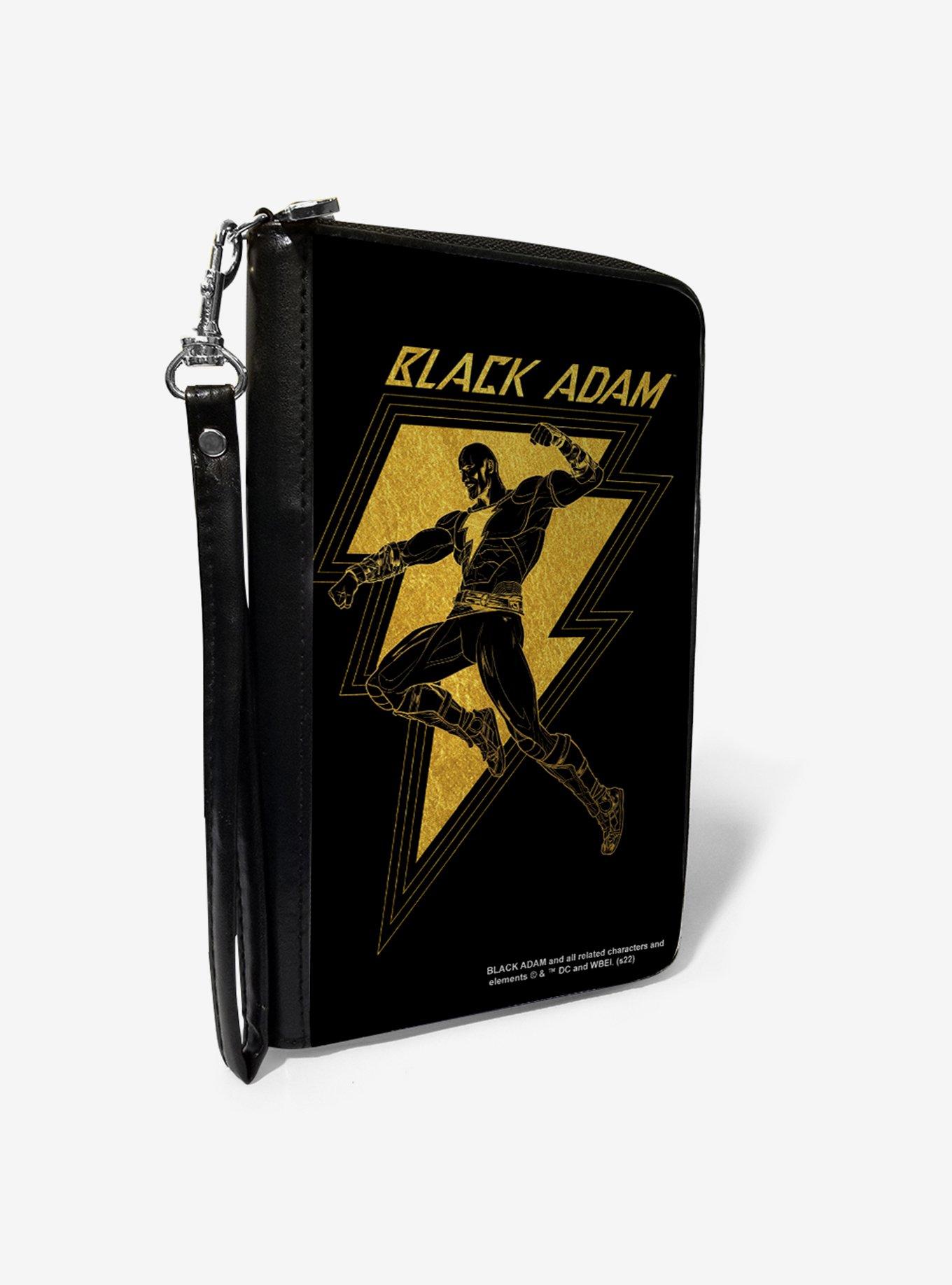 DC Comics Black Adam Lightning Bolt and Action Pose Zip Around Wallet, , hi-res