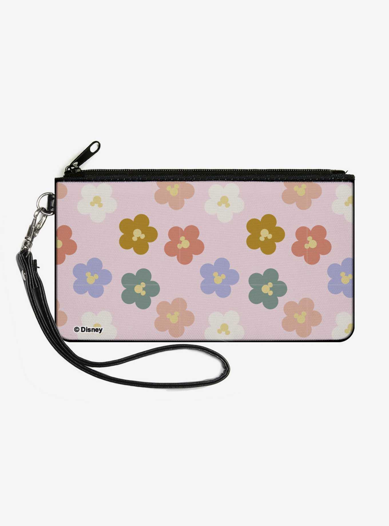 Disney Mickey Mouse Ears Icon Flowers Pastel Canvas Zip Clutch Wallet, , hi-res