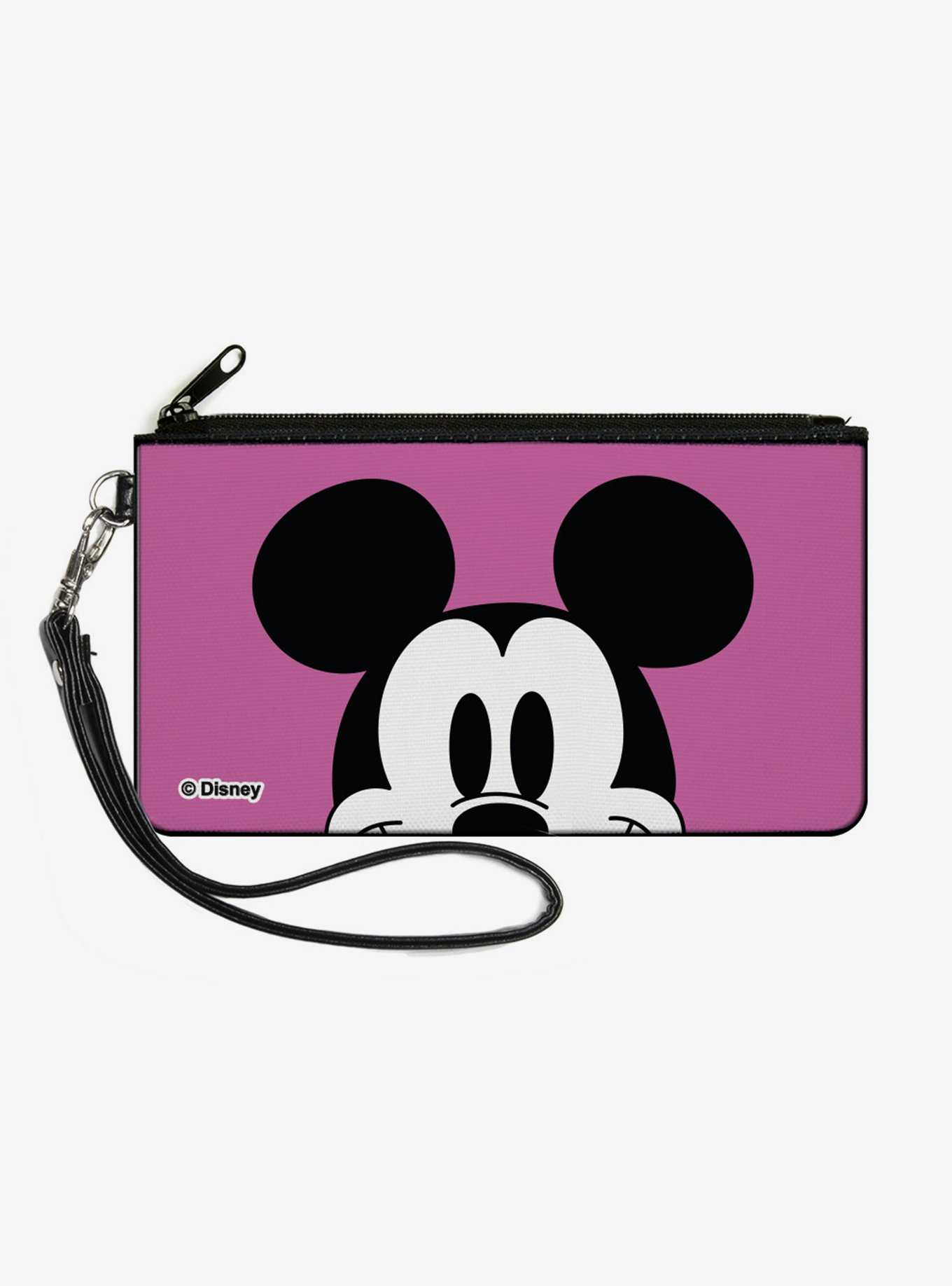 Disney Mickey Mouse Face Character Close Up Canvas Zip Clutch Wallet, , hi-res