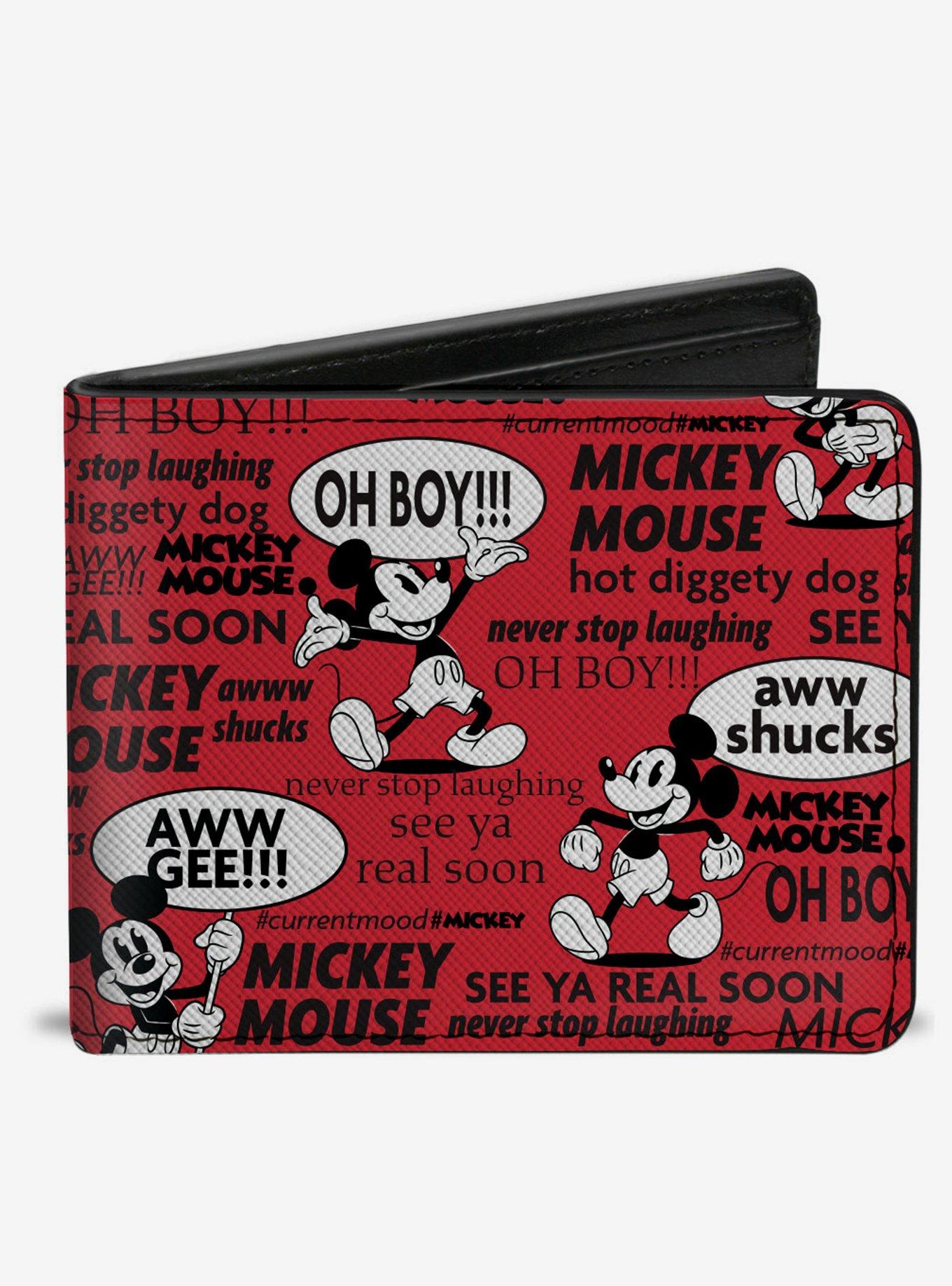 Disney Mickey Mouse Poses and Quotes Collage Bifold Wallet, , hi-res