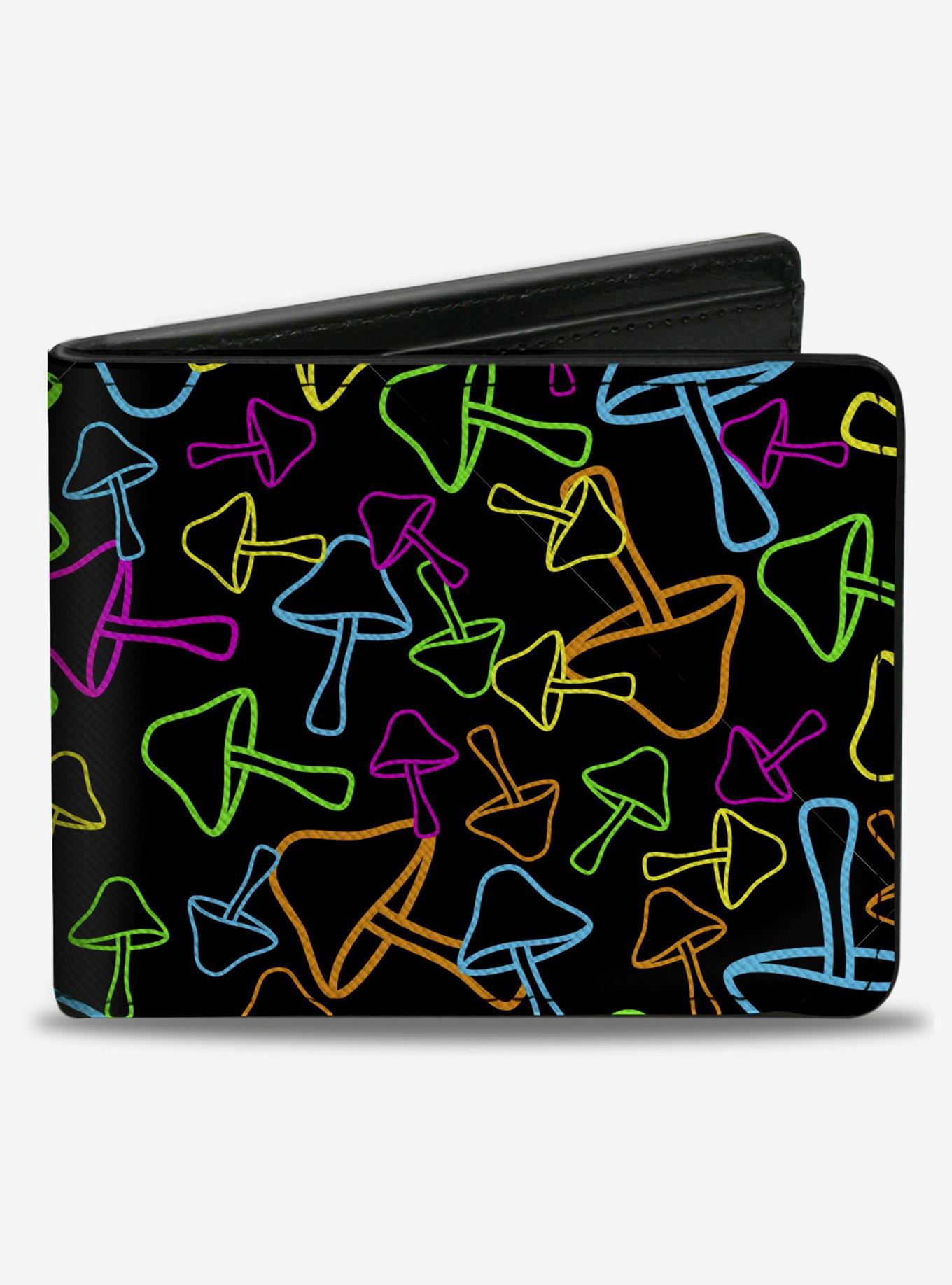 Mushroom Outlines Scattered Bifold Wallet, , hi-res