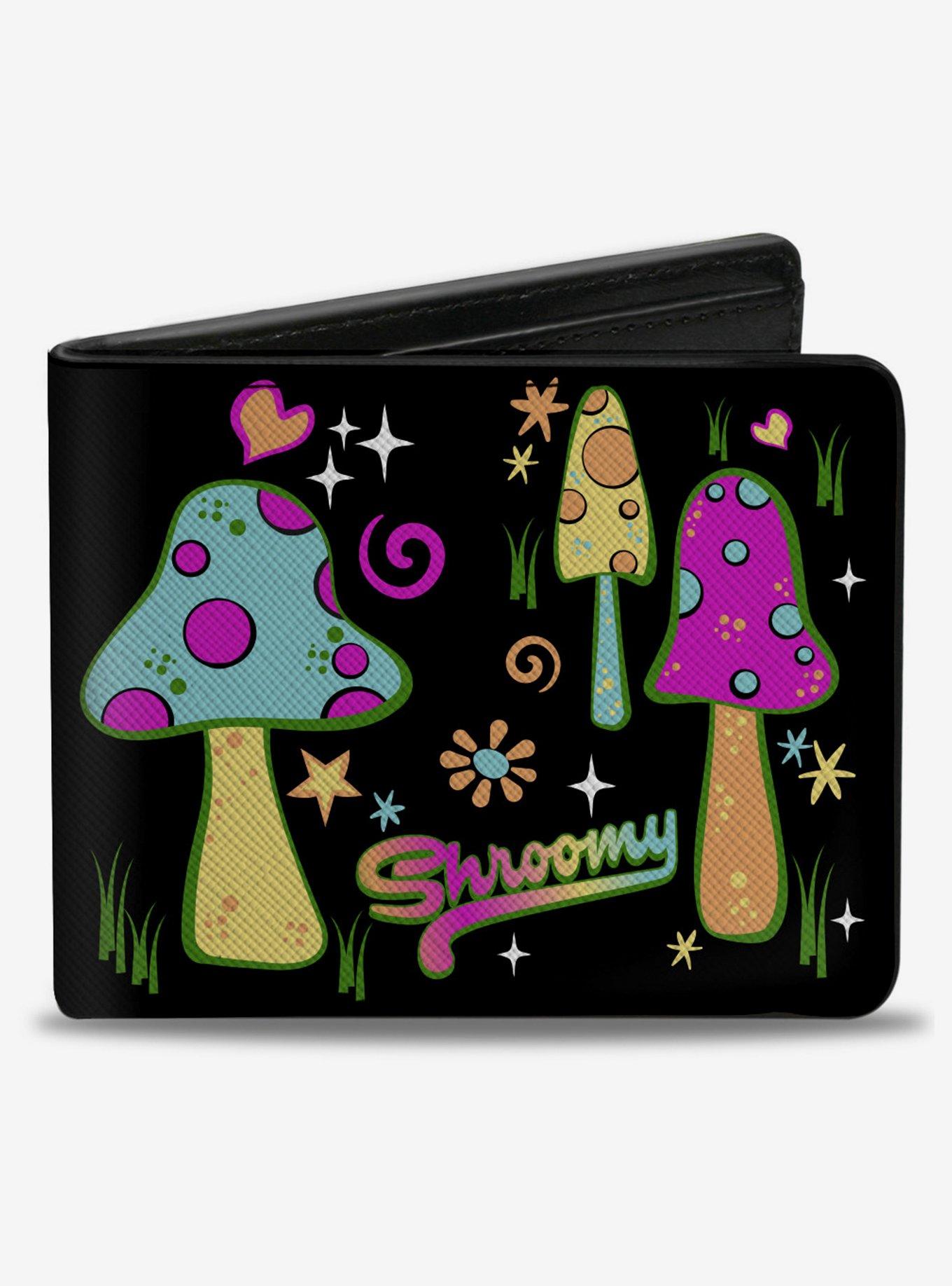 Psychedelic mens zipper wallet bifold canvas wallet magic mushroom gift