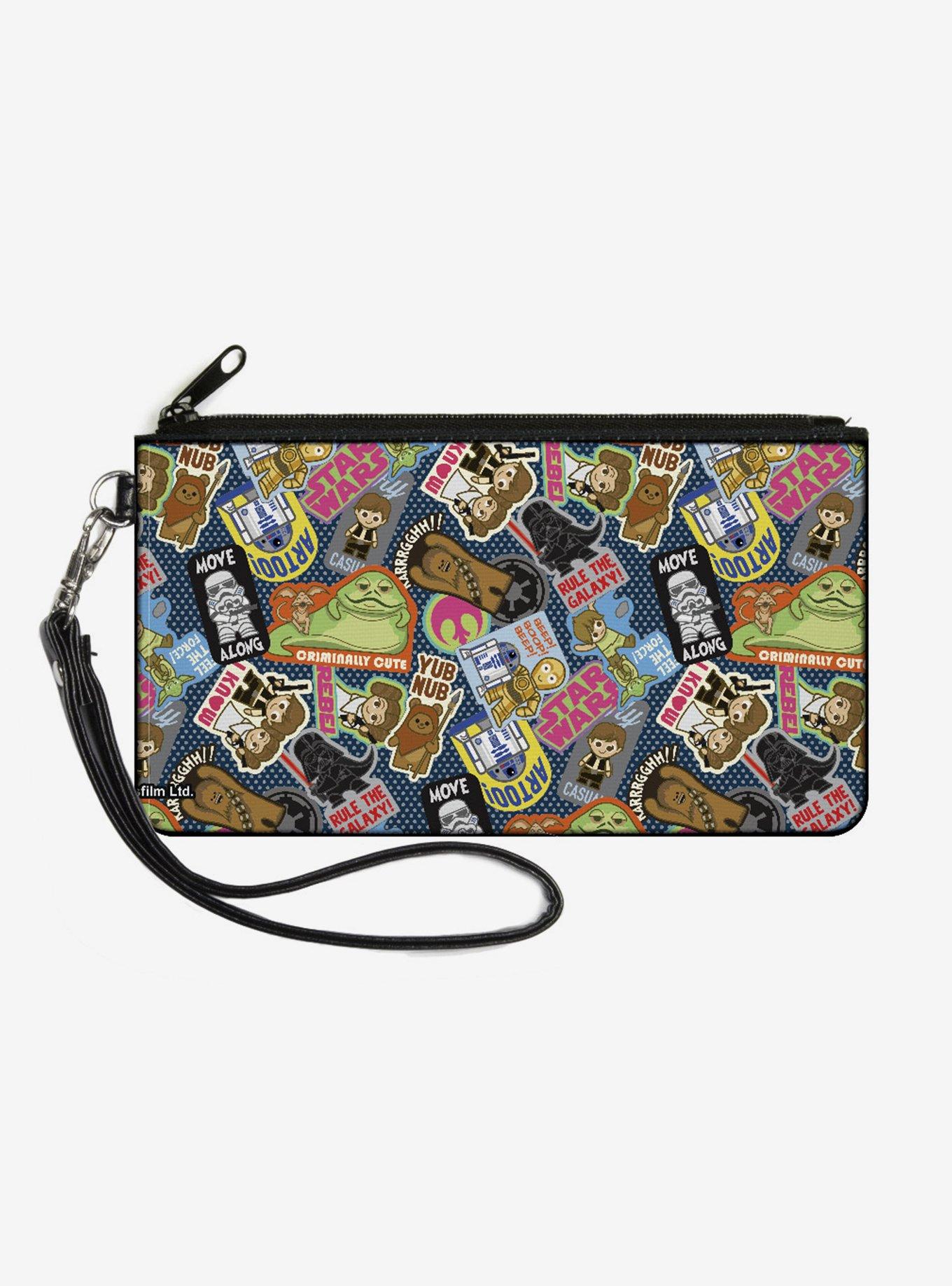 Star Wars Chibi Character Poses Polka Dot Canvas Zip Clutch Wallet, , hi-res